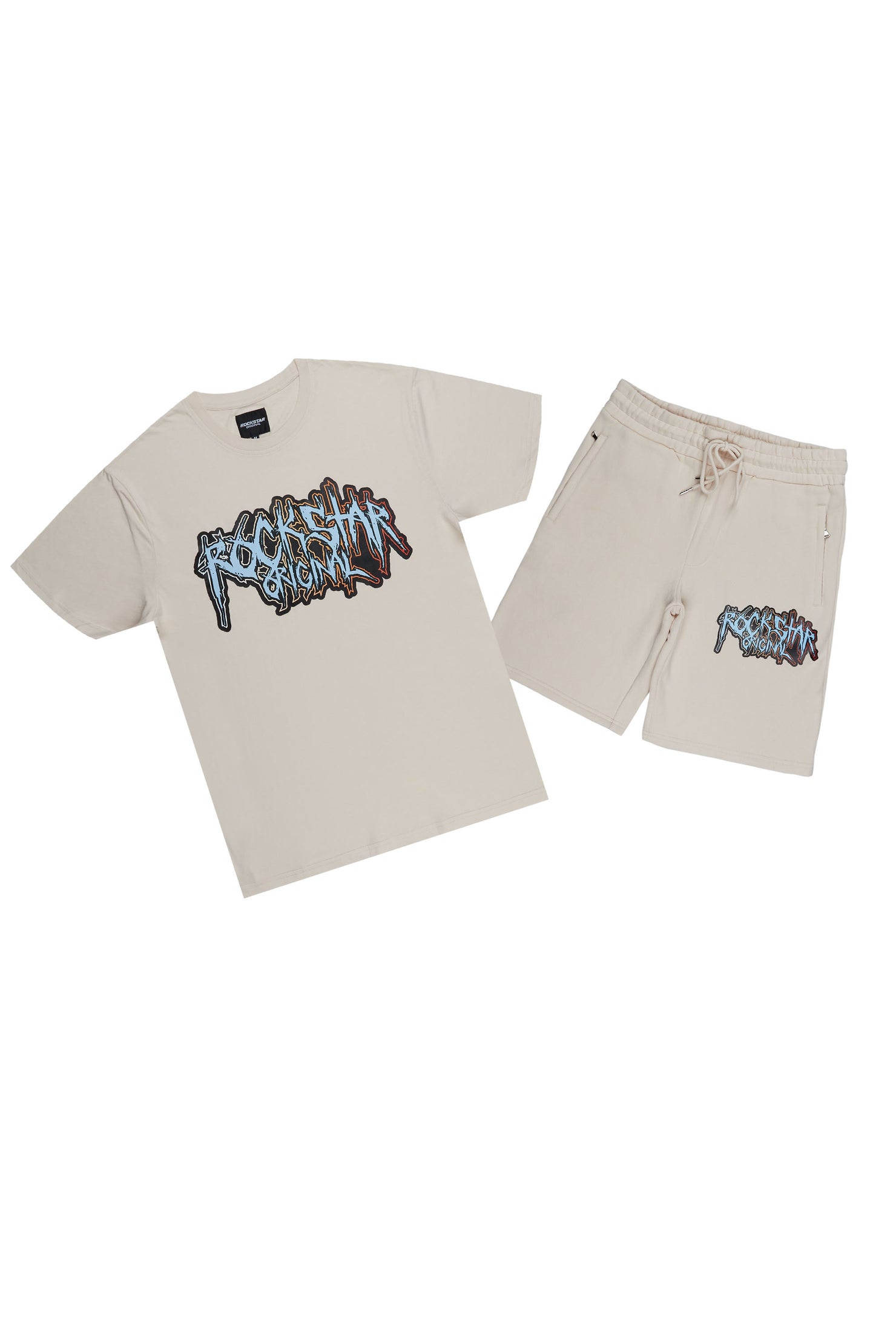 Decker Beige Graphic T-Shirt/ Short Set