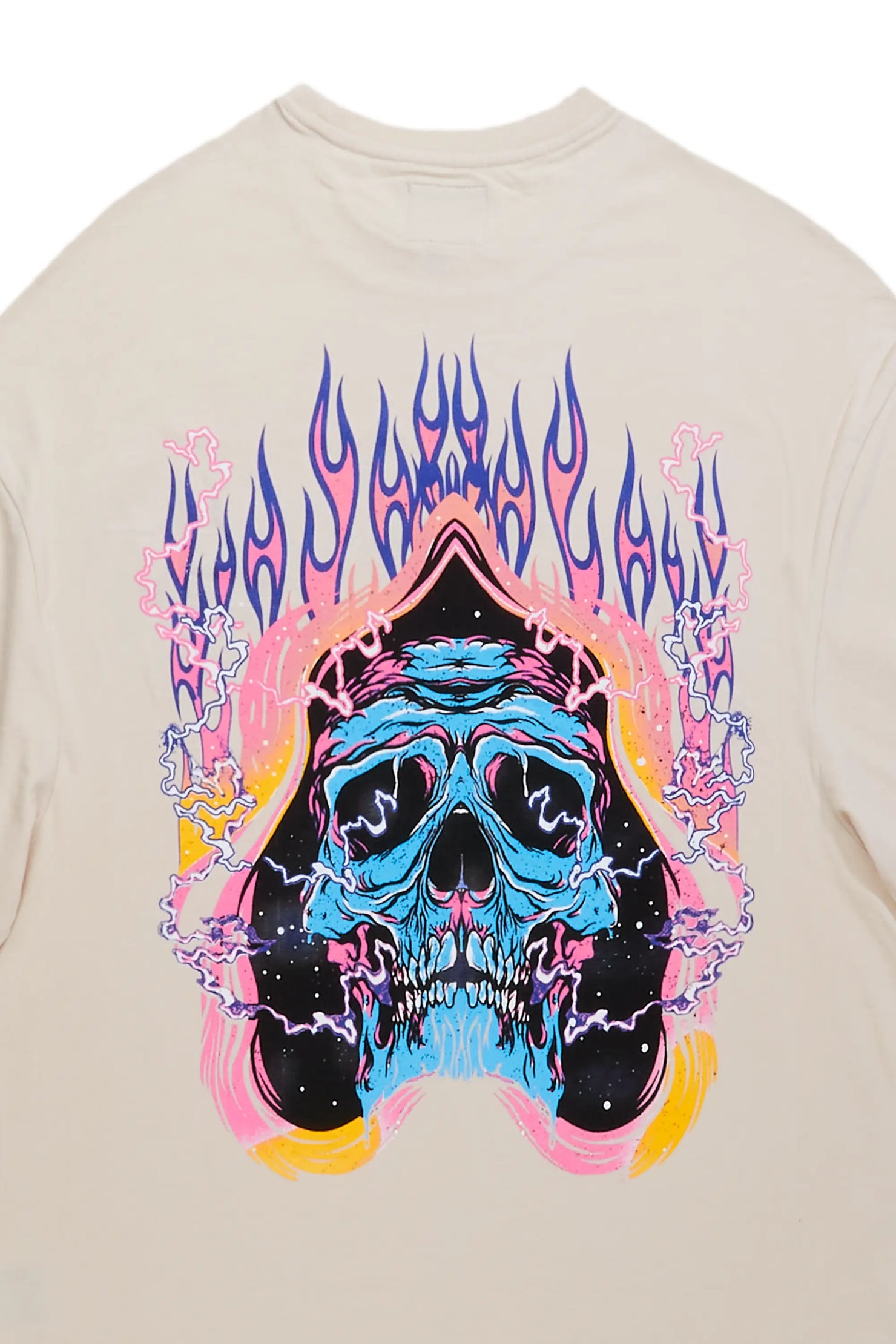 Disstans Beige Oversized Graphic T-Shirt
