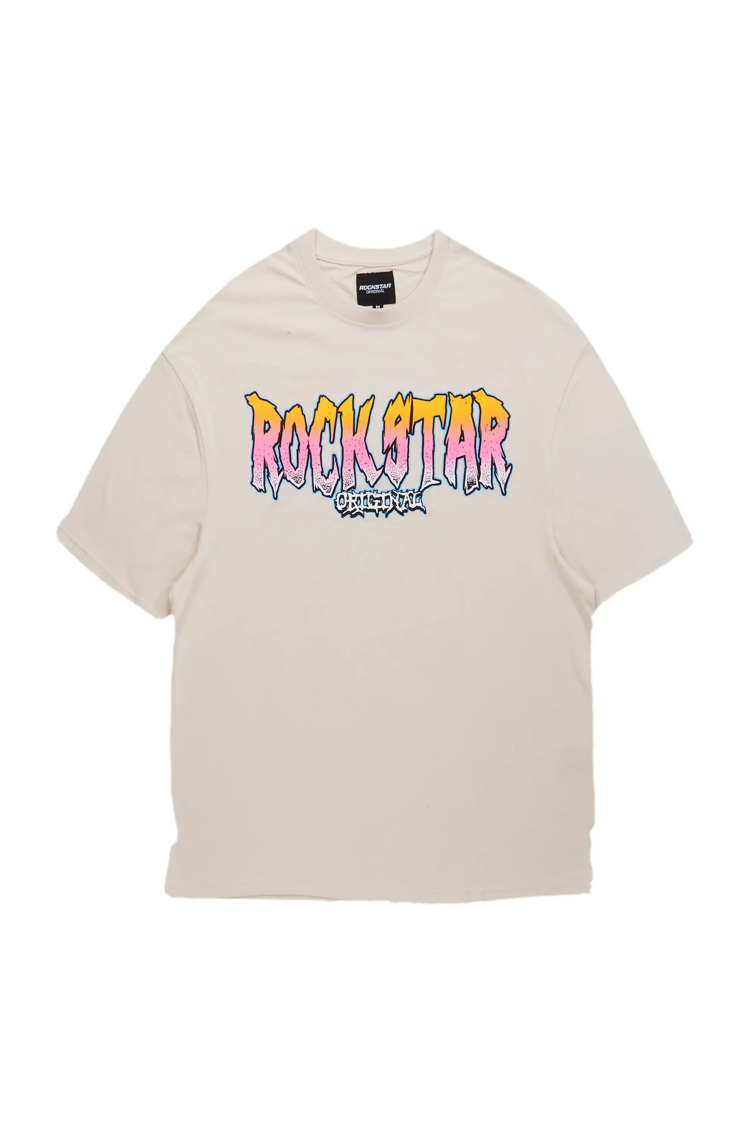 Disstans Beige Oversized Graphic T-Shirt