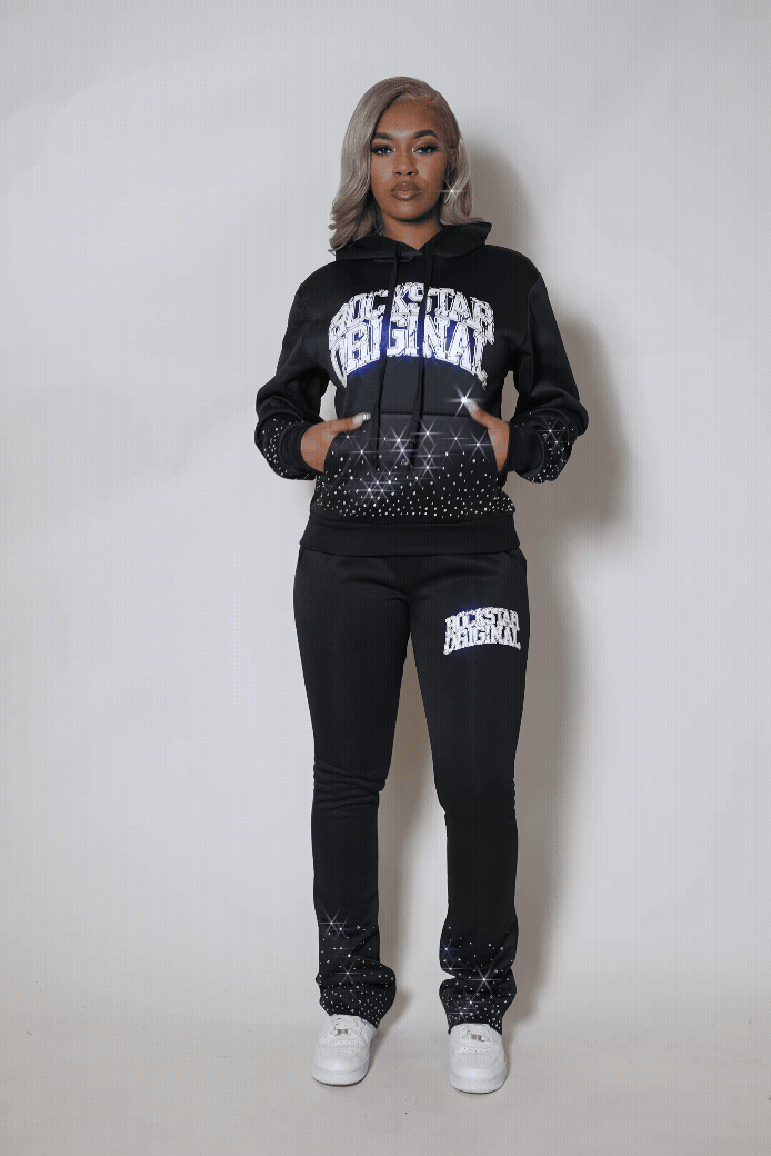 Dontrella 2.0 Black Rhinestone Stacked Track Set