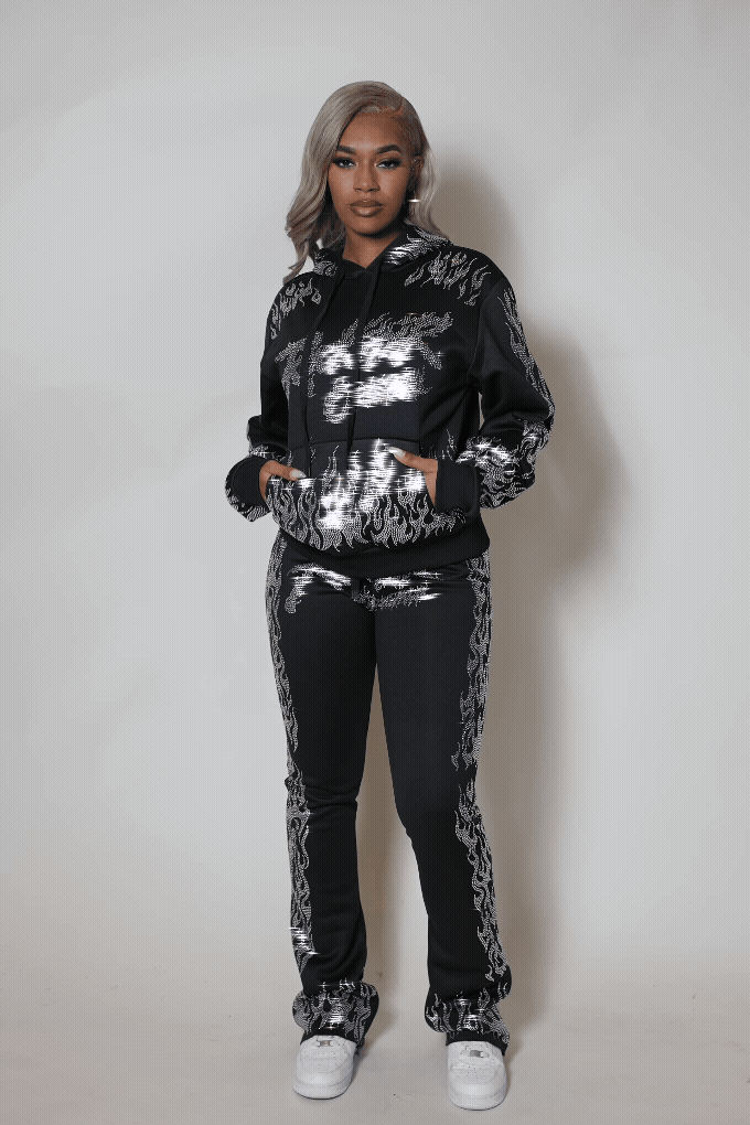 Alaena 2.0 Black Rhinestone Stacked Track Set