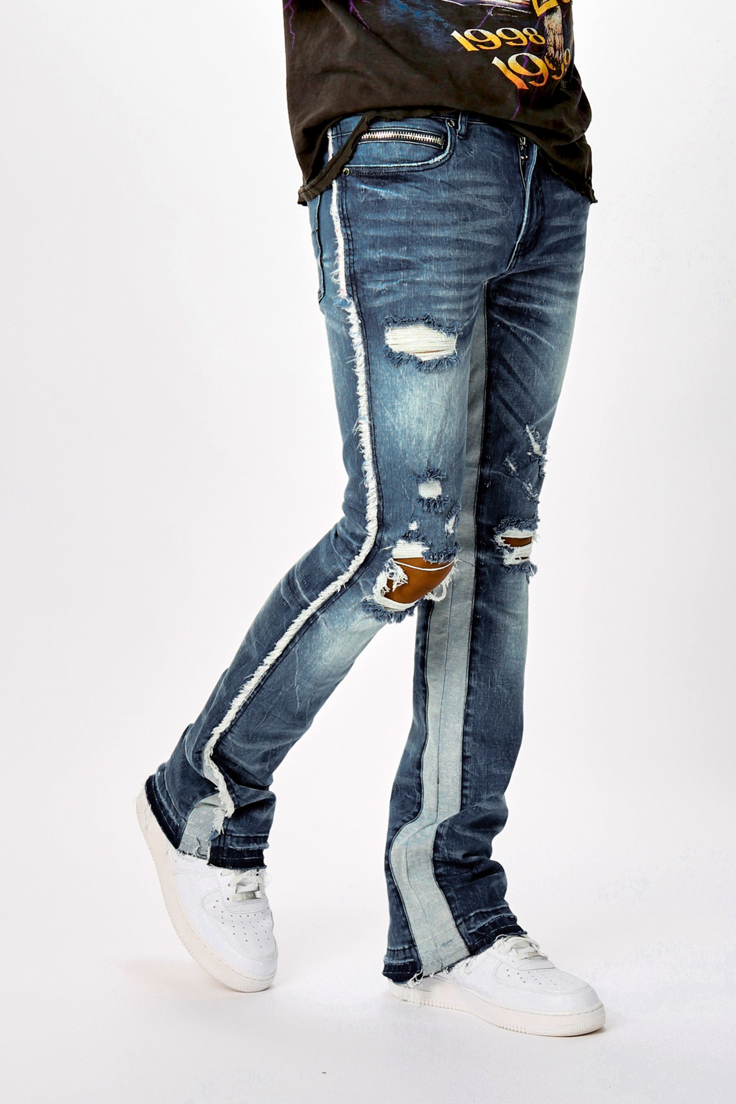 Eugene Stacked Flare Jean-Dark Wash
