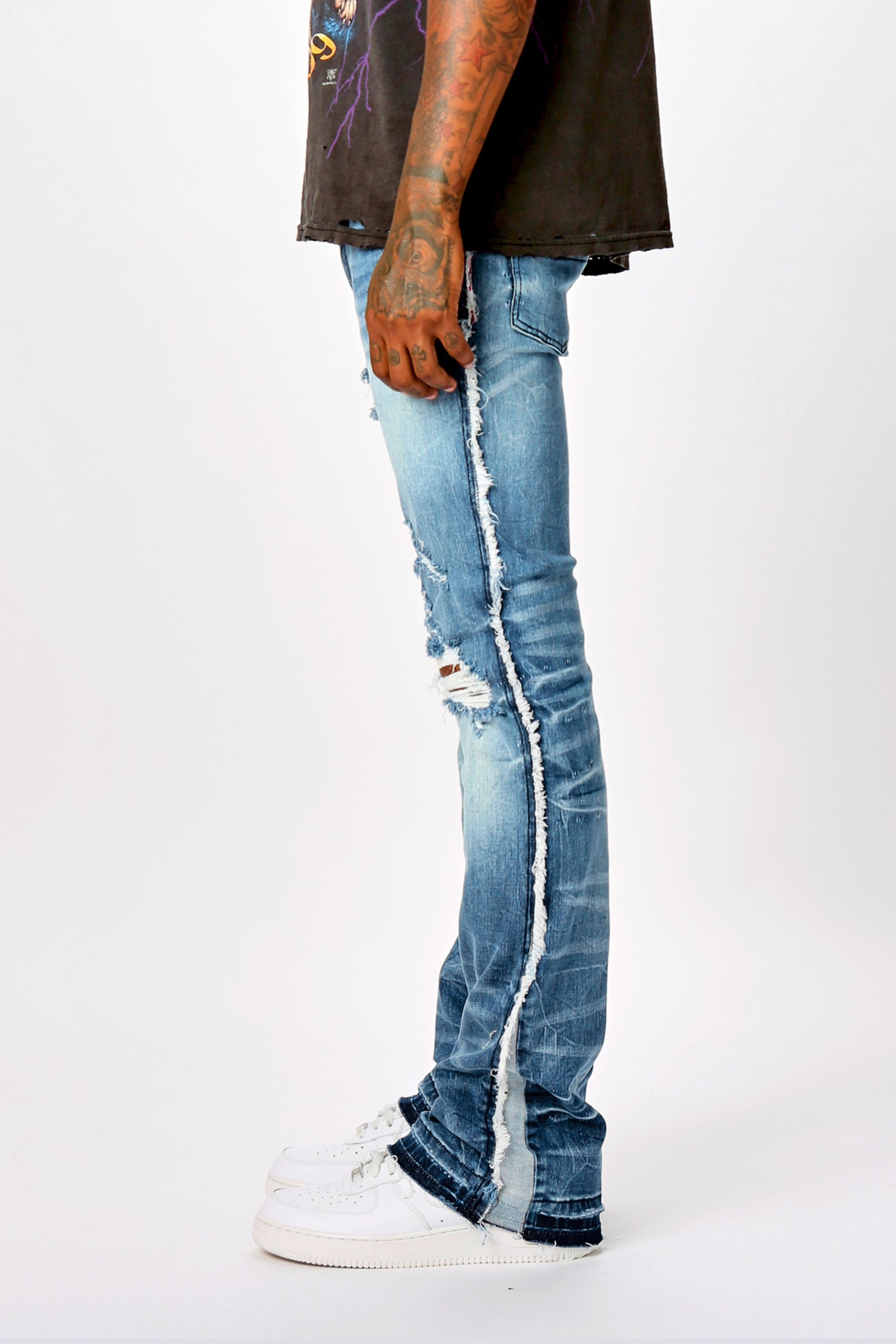 Eugene Stacked Flare Jean-Blue