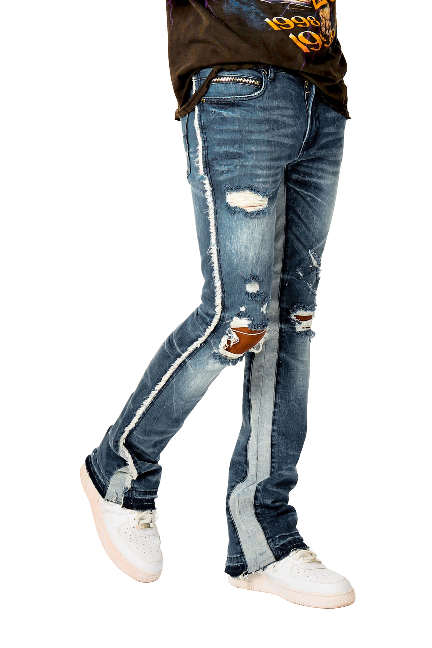 Eugene Stacked Flare Jean-Dark Wash