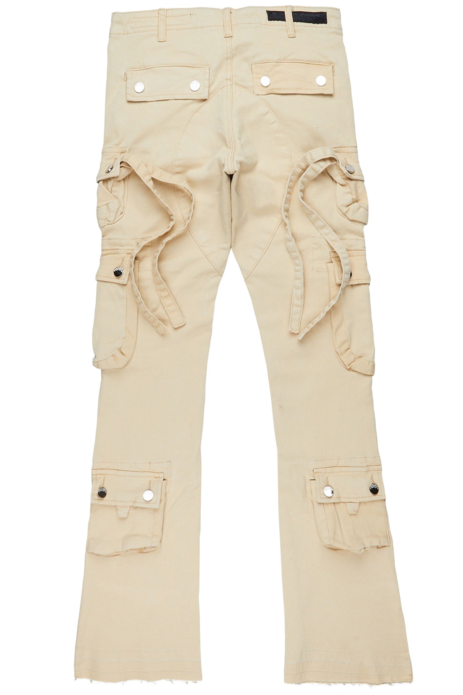 Elodie Beige Cargo Stacked Flare Jean