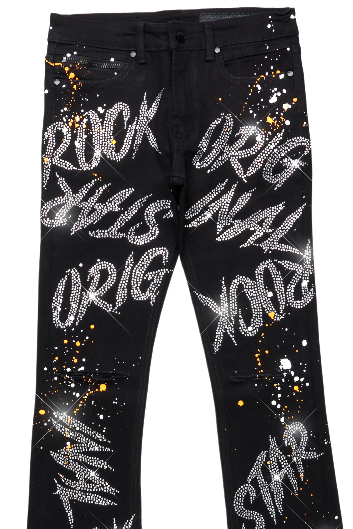 Eren Black/Orange Stacked Flare Jean