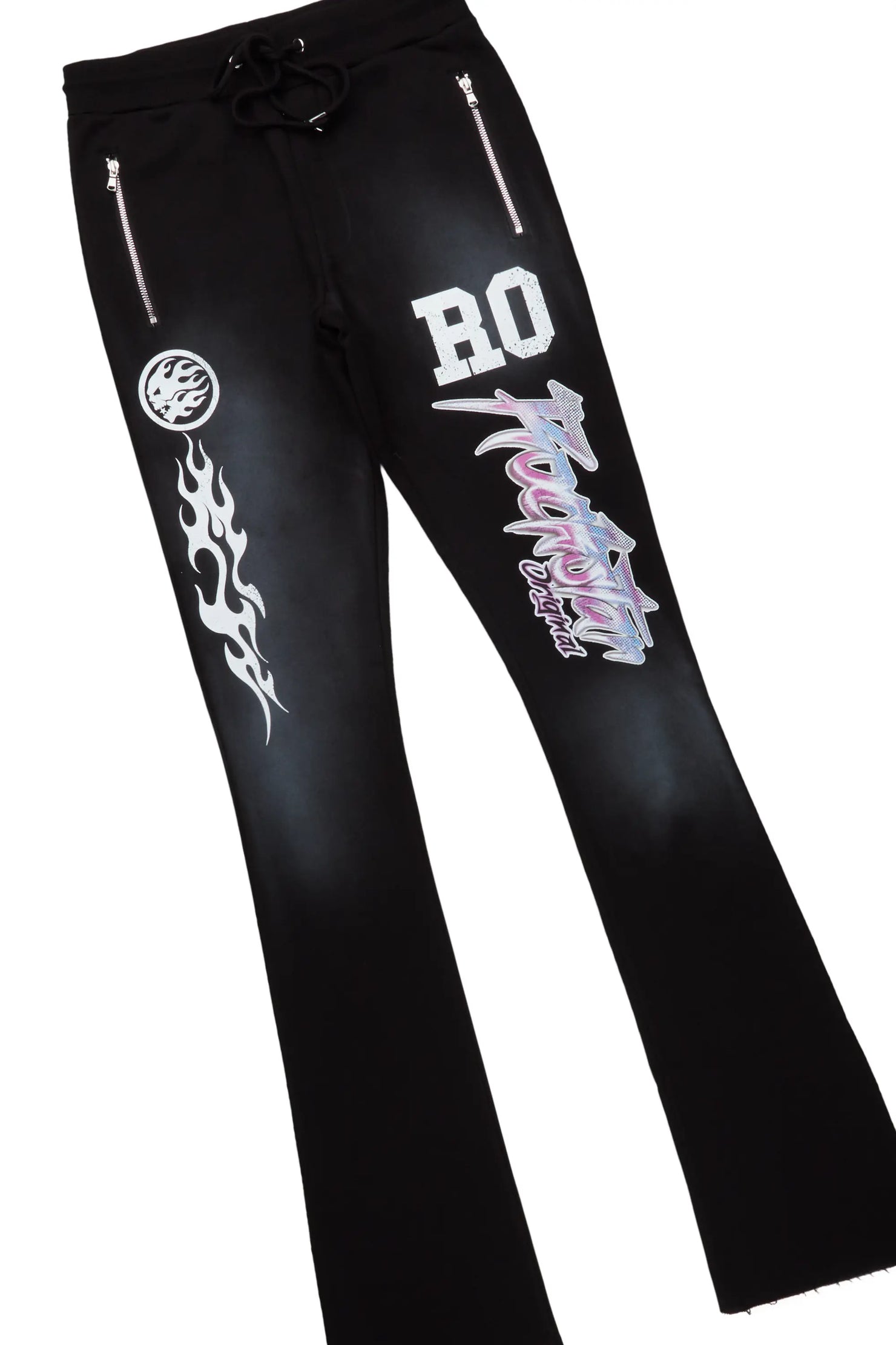 Ernesto Black Hoodie/Stacked Flare Pant Track Set