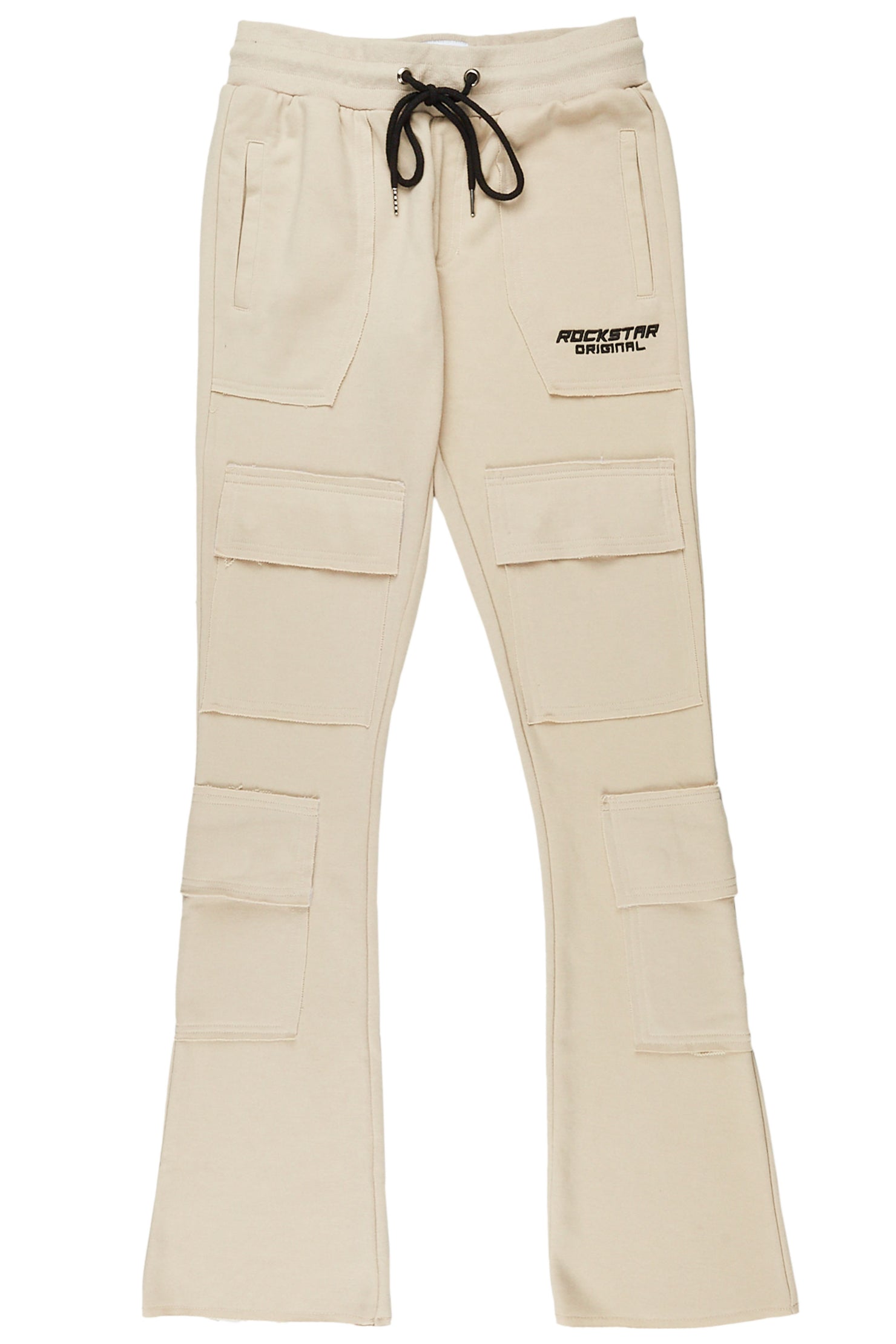 Ezekiel Beige Stacked Flare Pants