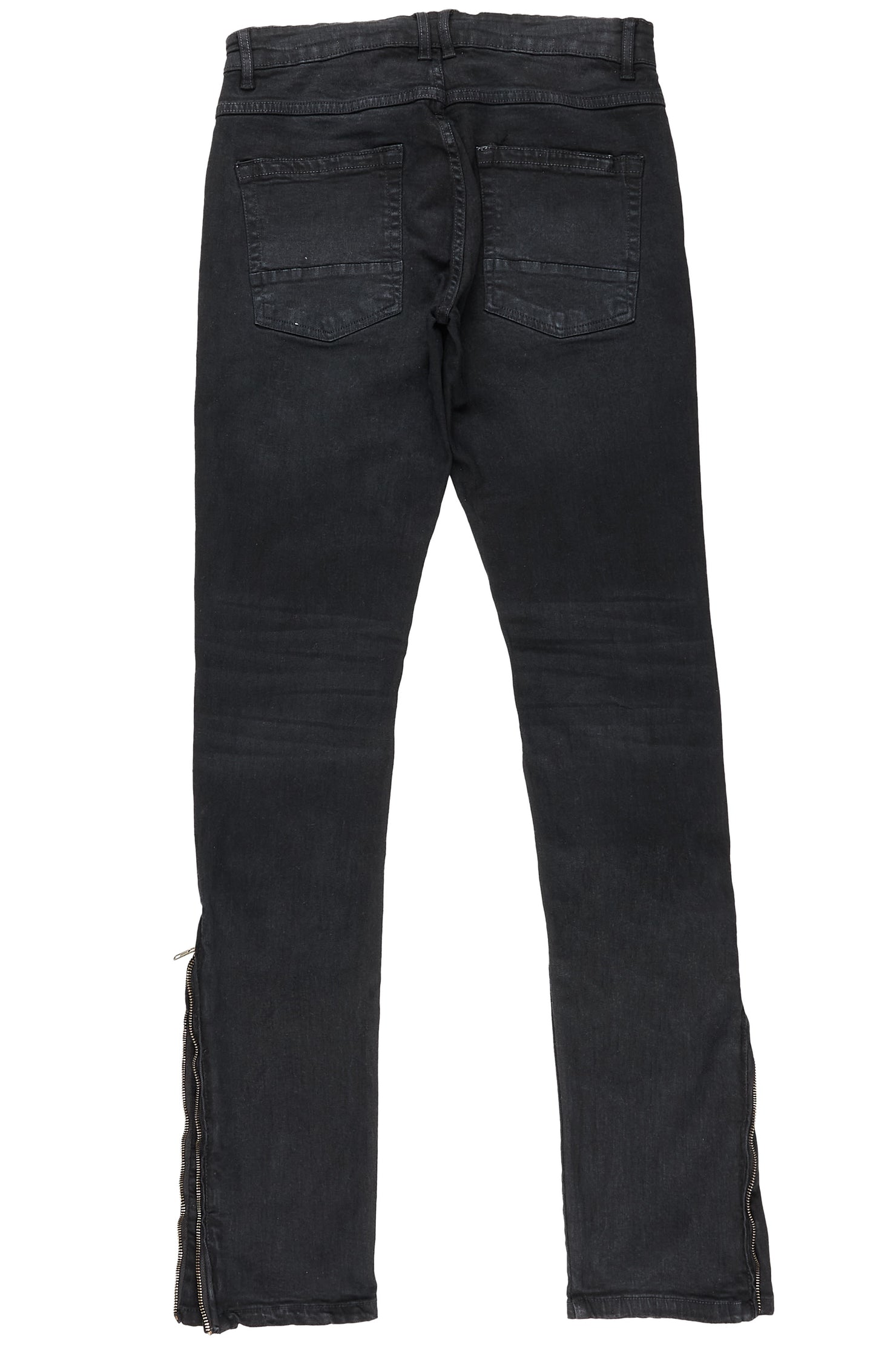 Ezio Black Stacked Flare Jean