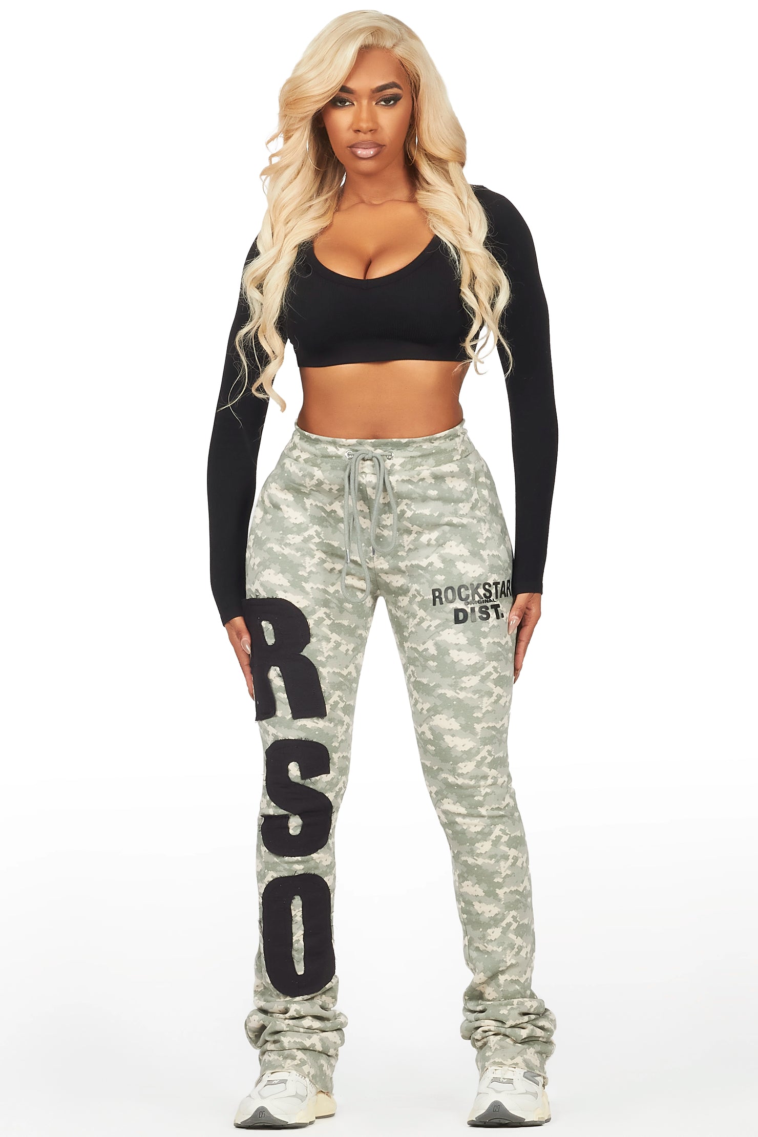 Tatiana Digital Camo Super Stacked Track Pant