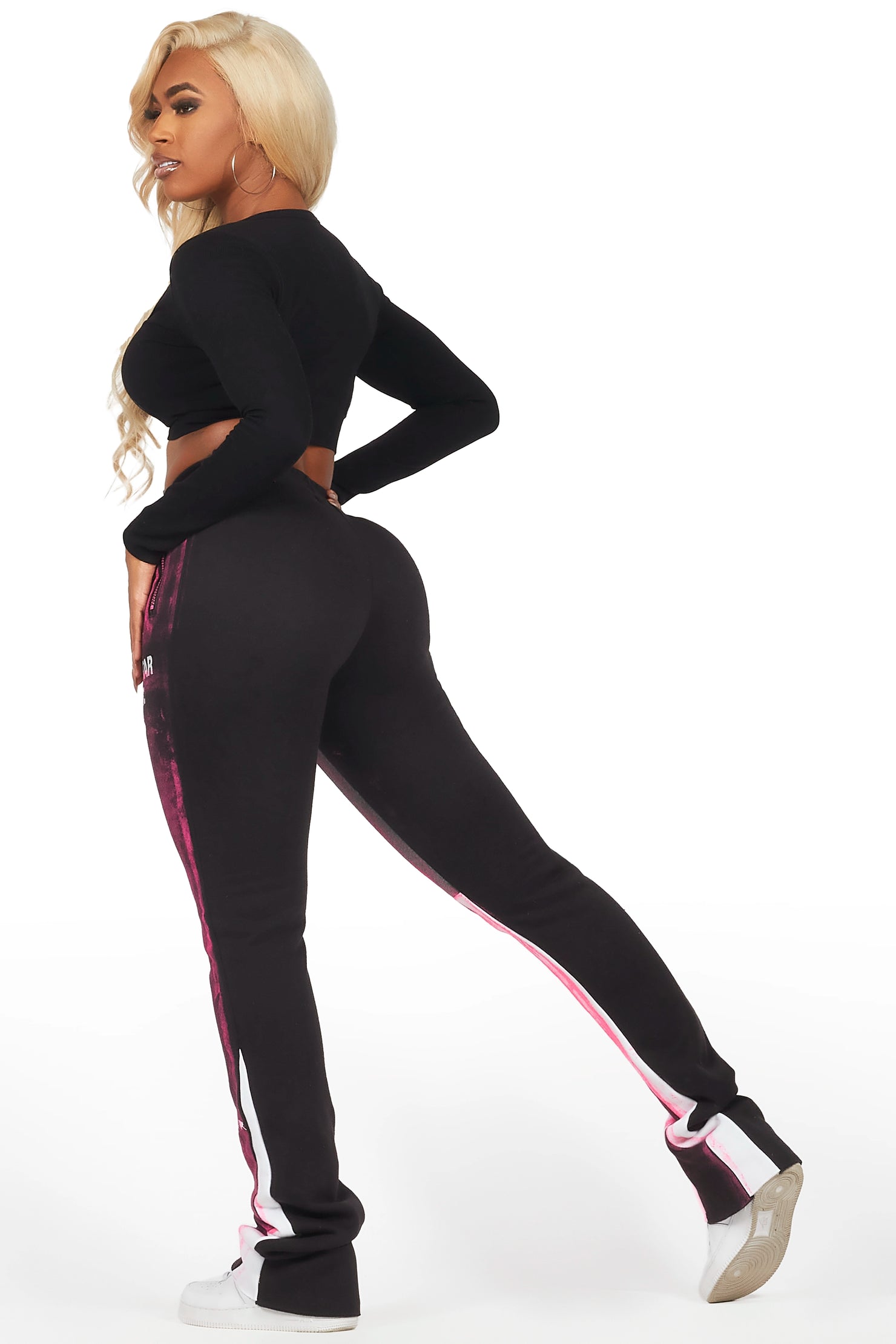 Tanisha Black Stacked Flare Pant