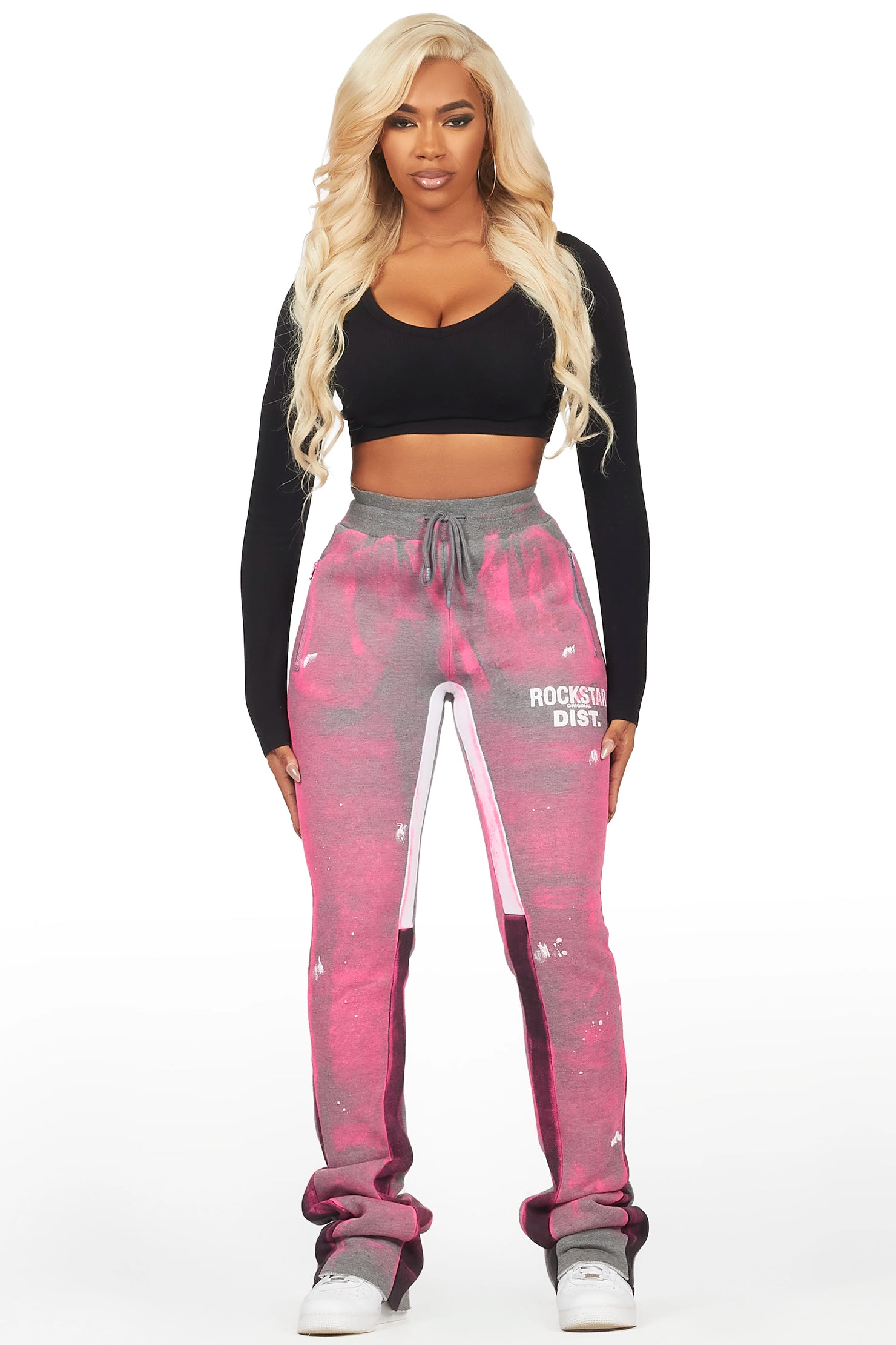 Tanisha Heather Grey Stacked Flare Pant