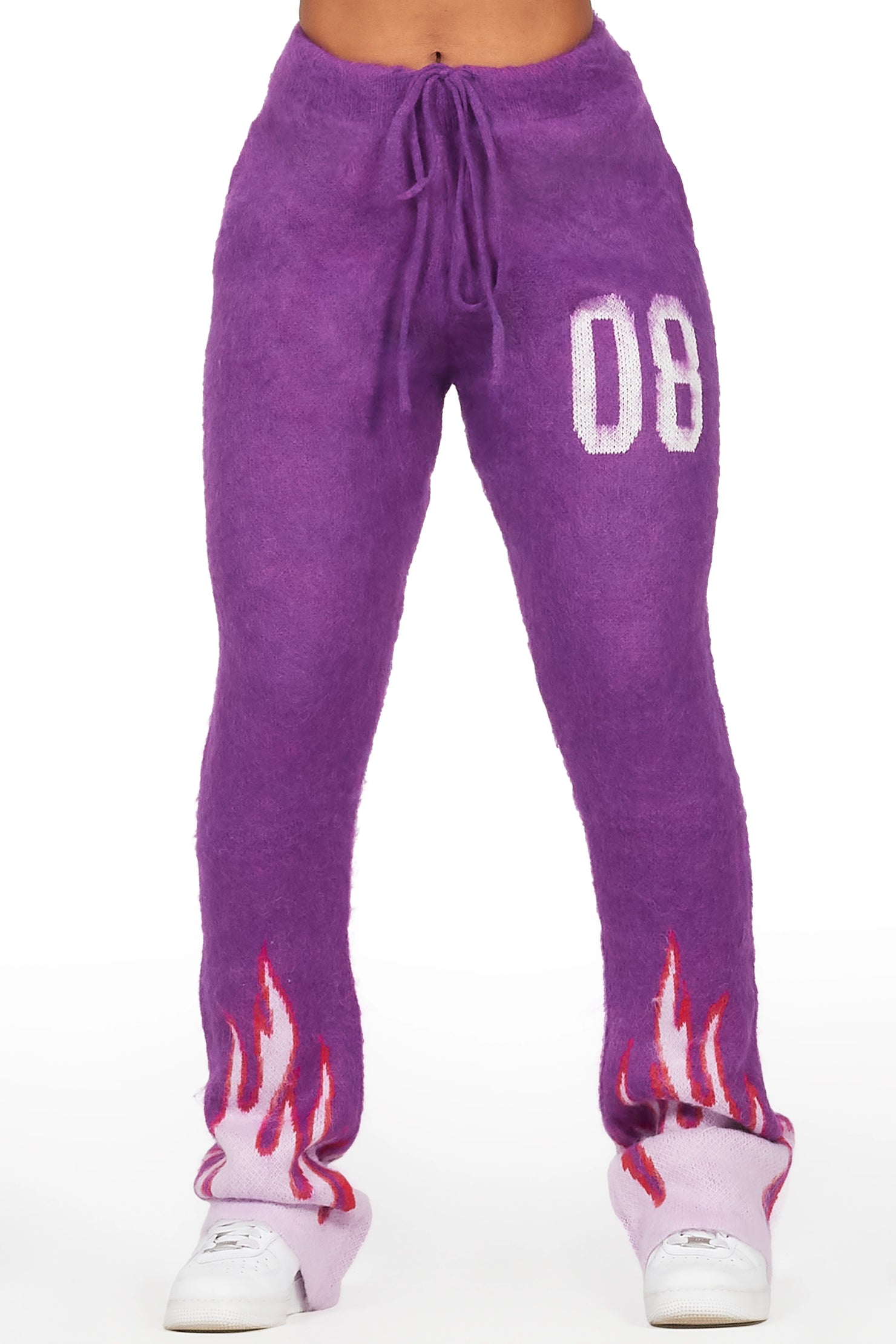 Della Purple Mohair Stacked Track Pant