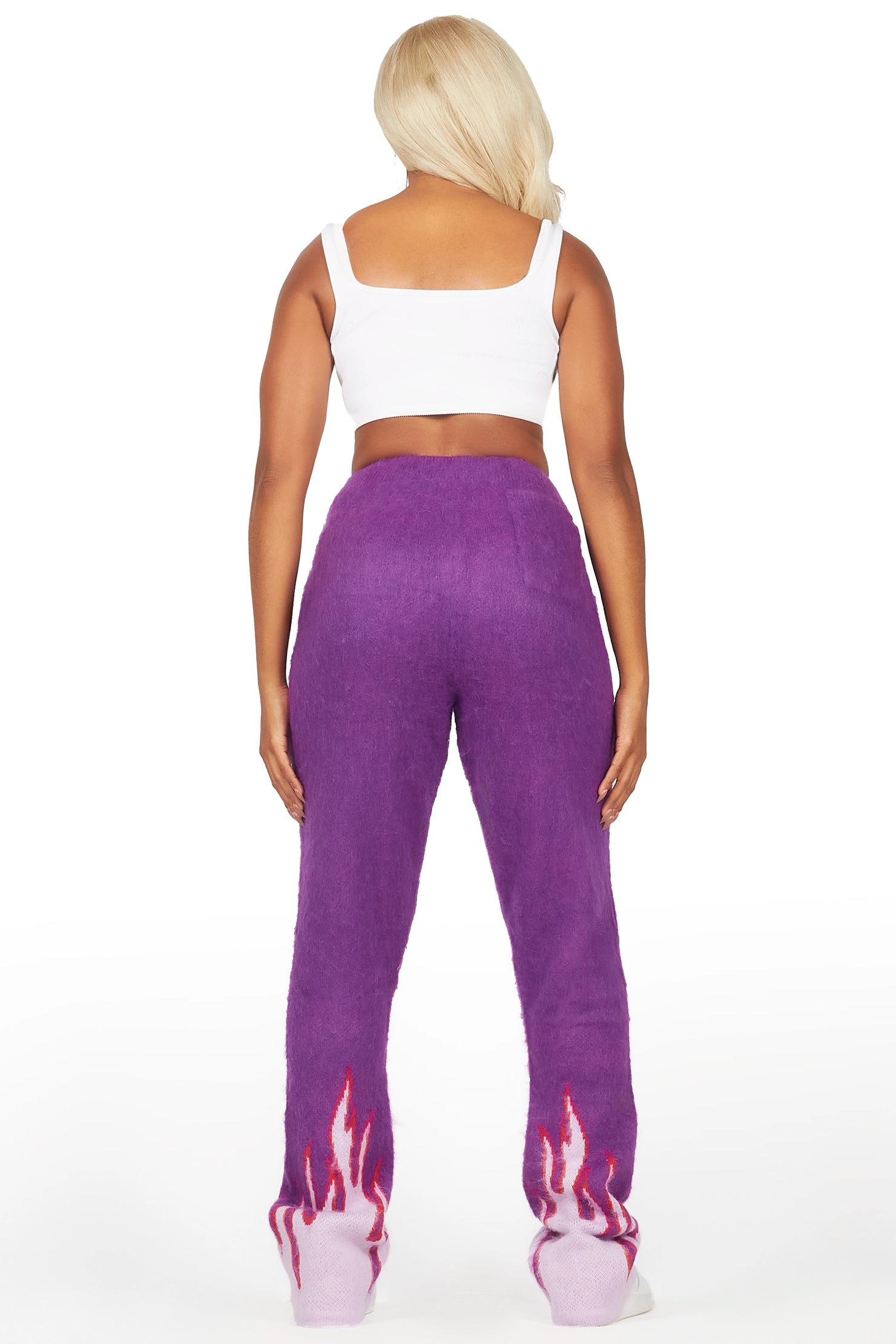 Della Purple Mohair Stacked Track Pant