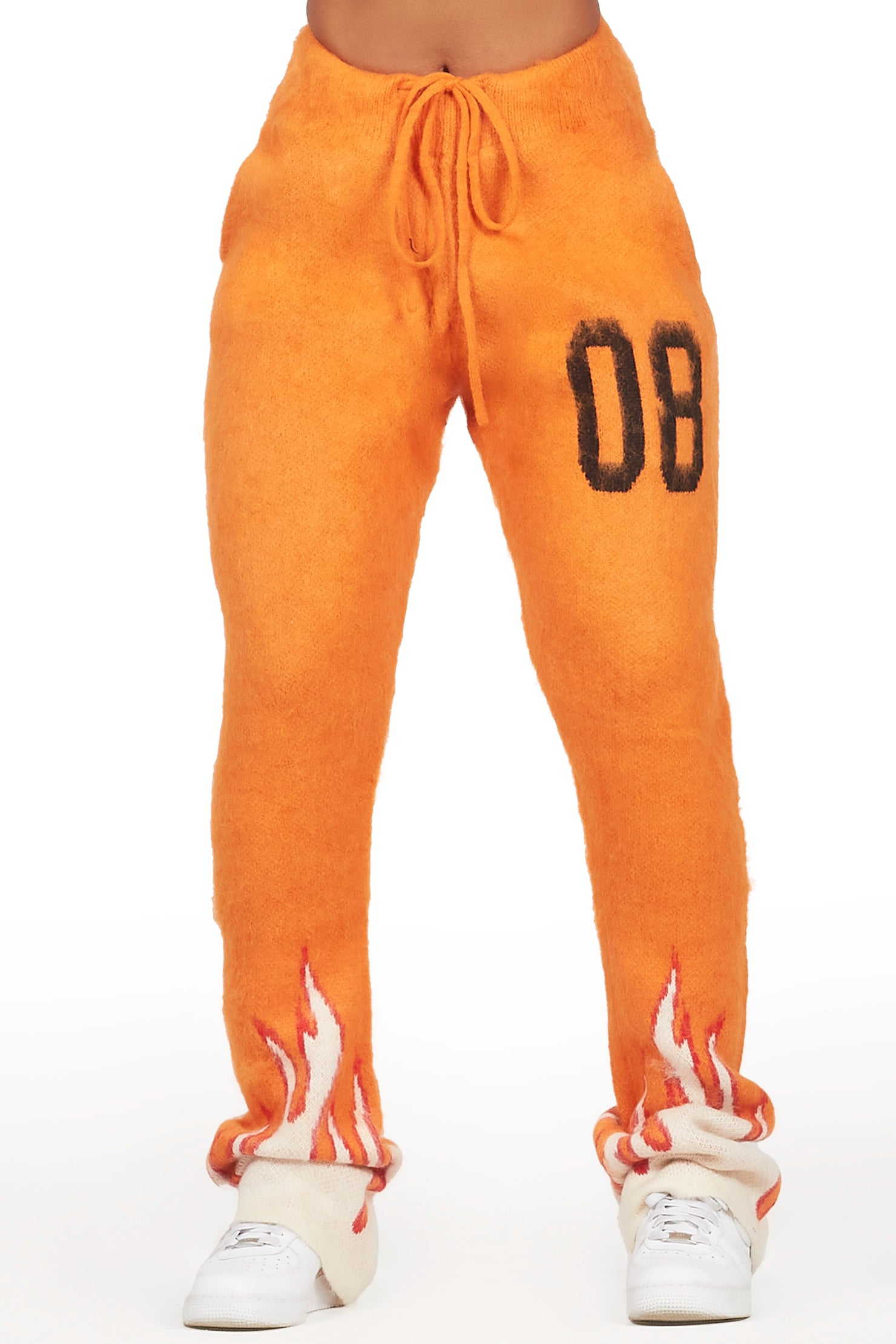 Della Orange Mohair Stacked Track Pant