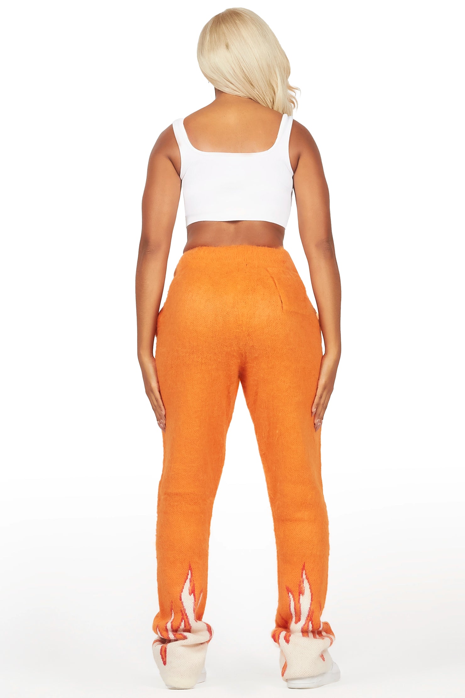 Della Orange Mohair Stacked Track Pant