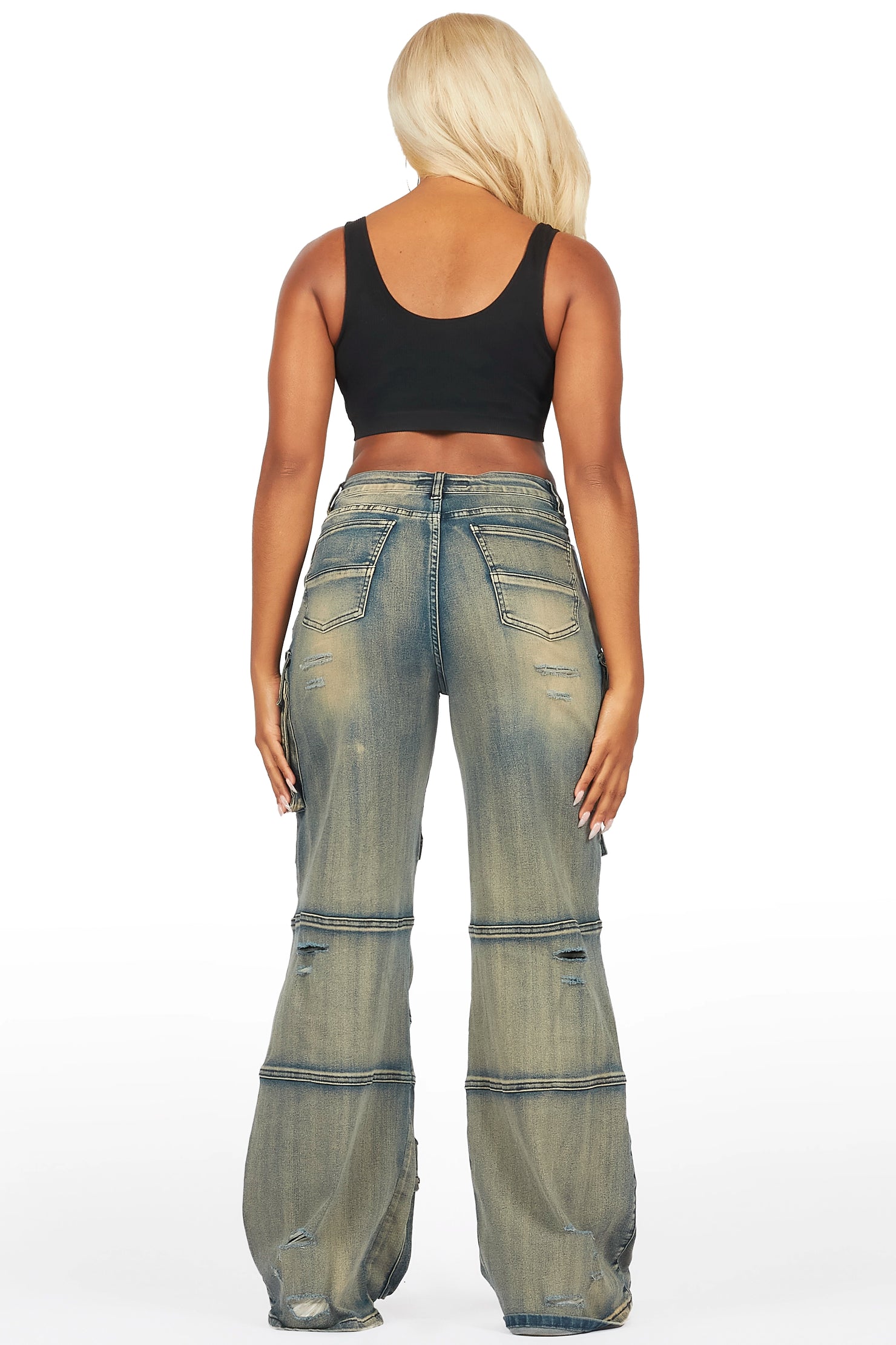 Tarella Tinted Dark Wash Wide Leg Jean