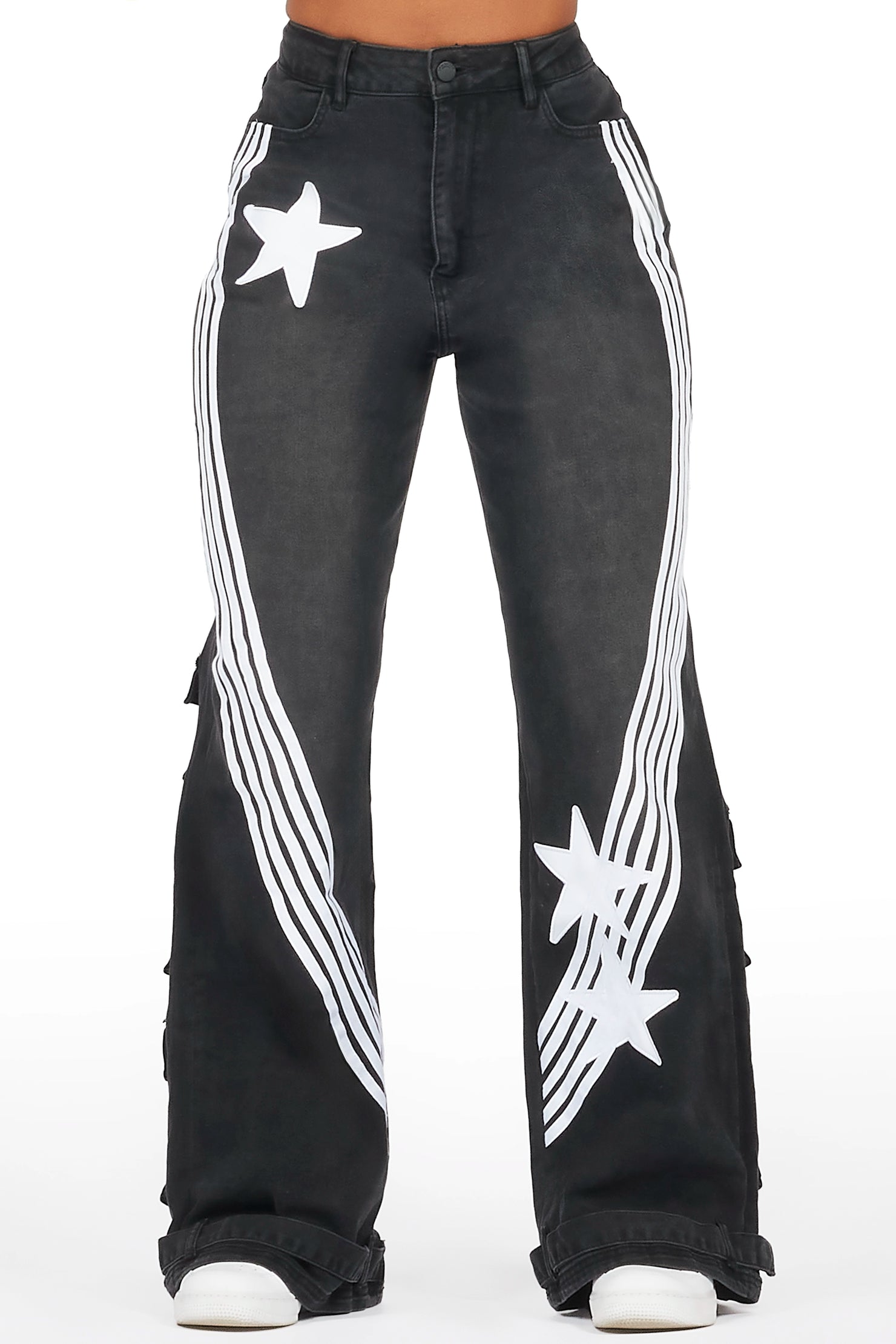 Bryana Black Wash Wide Leg Jean