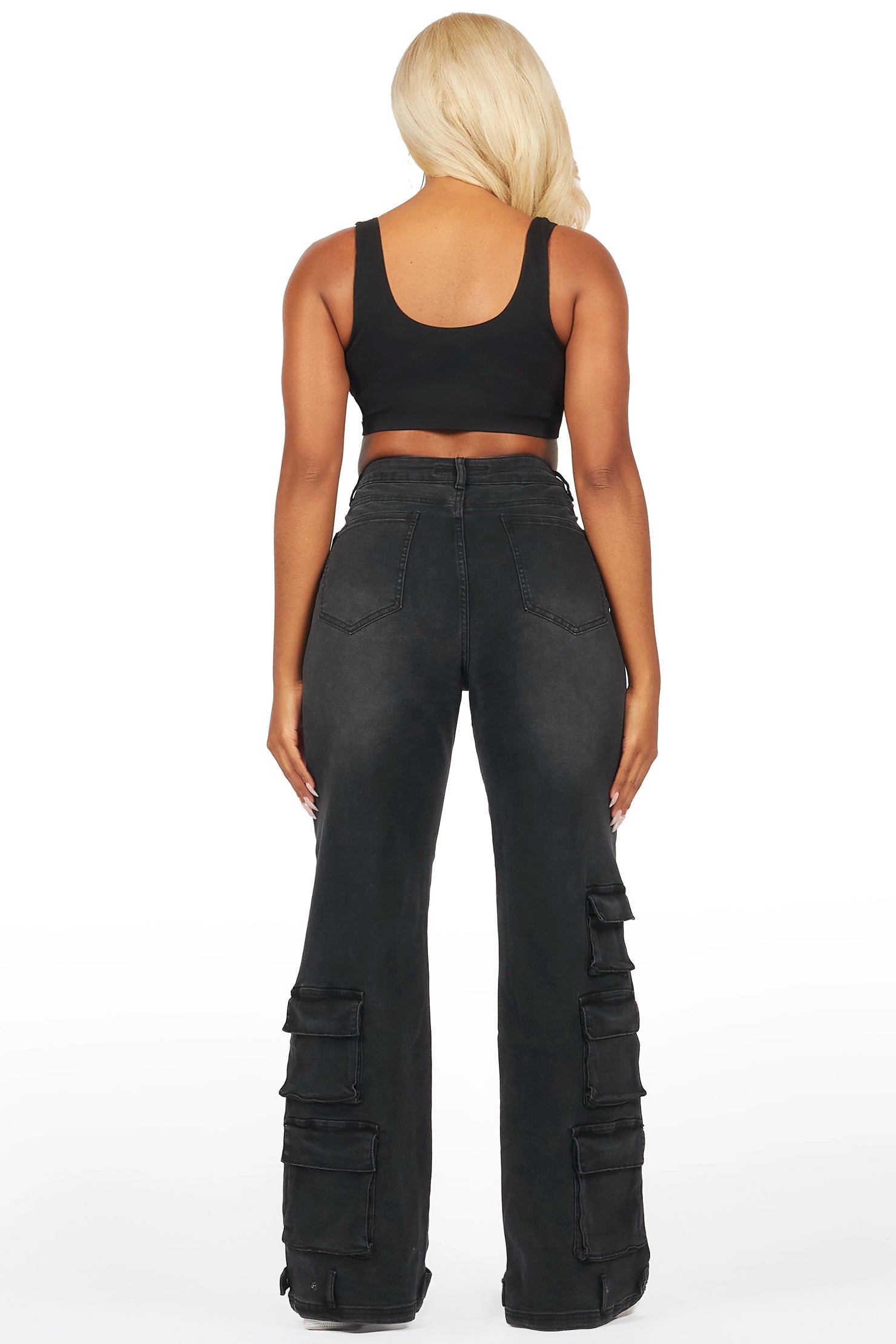 Bryana Black Wash Wide Leg Jean