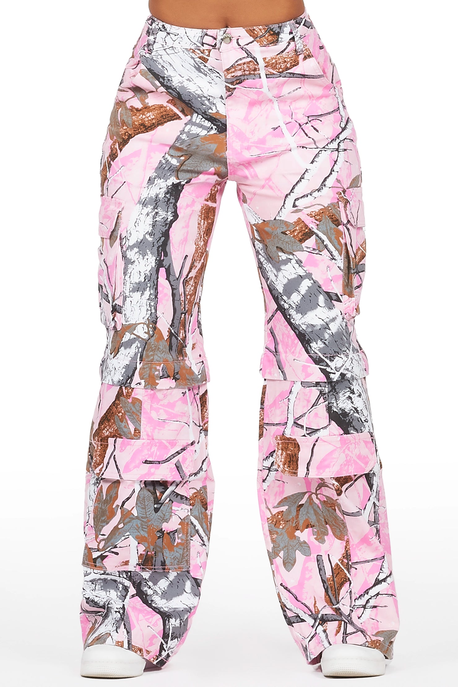 Precious Pink Tree Camo Baggy Stacked Jean