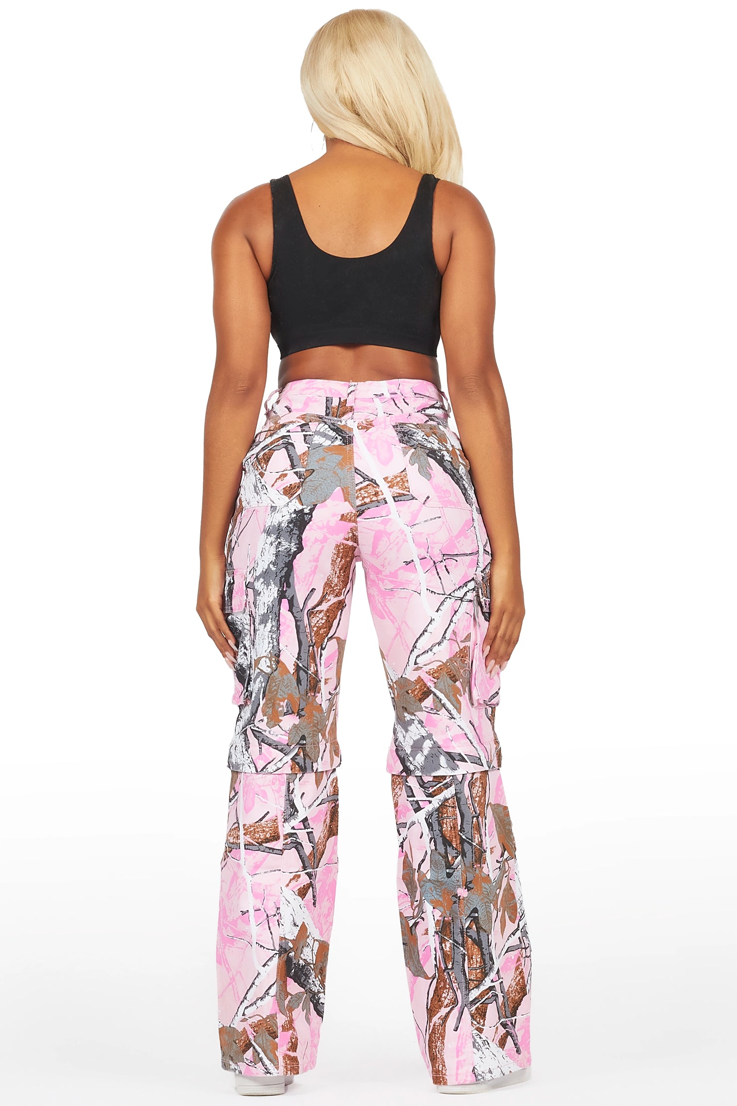 Precious Pink Tree Camo Baggy Stacked Jean