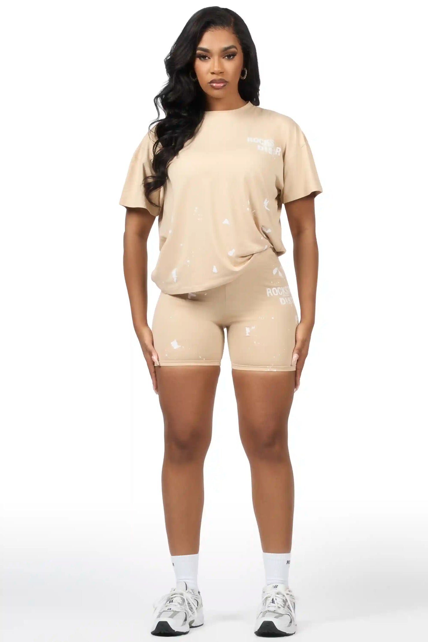 Living For It Tan Bike Short Set
