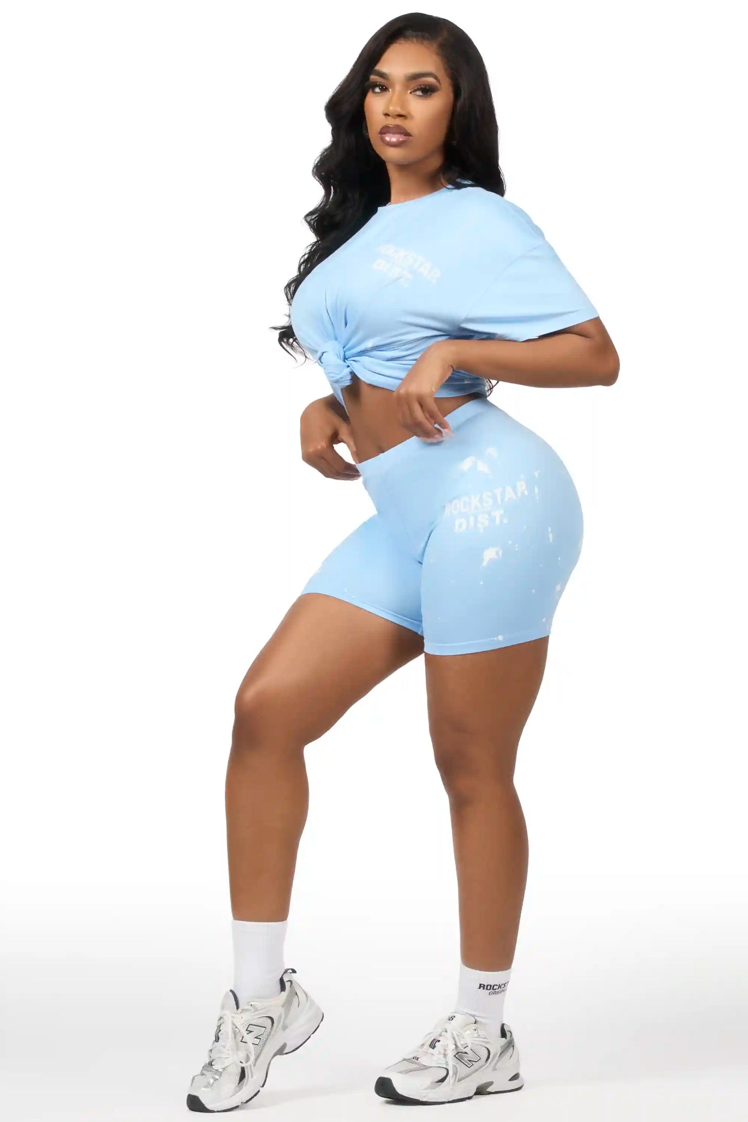 Living For It Light Blue Bike Short Set