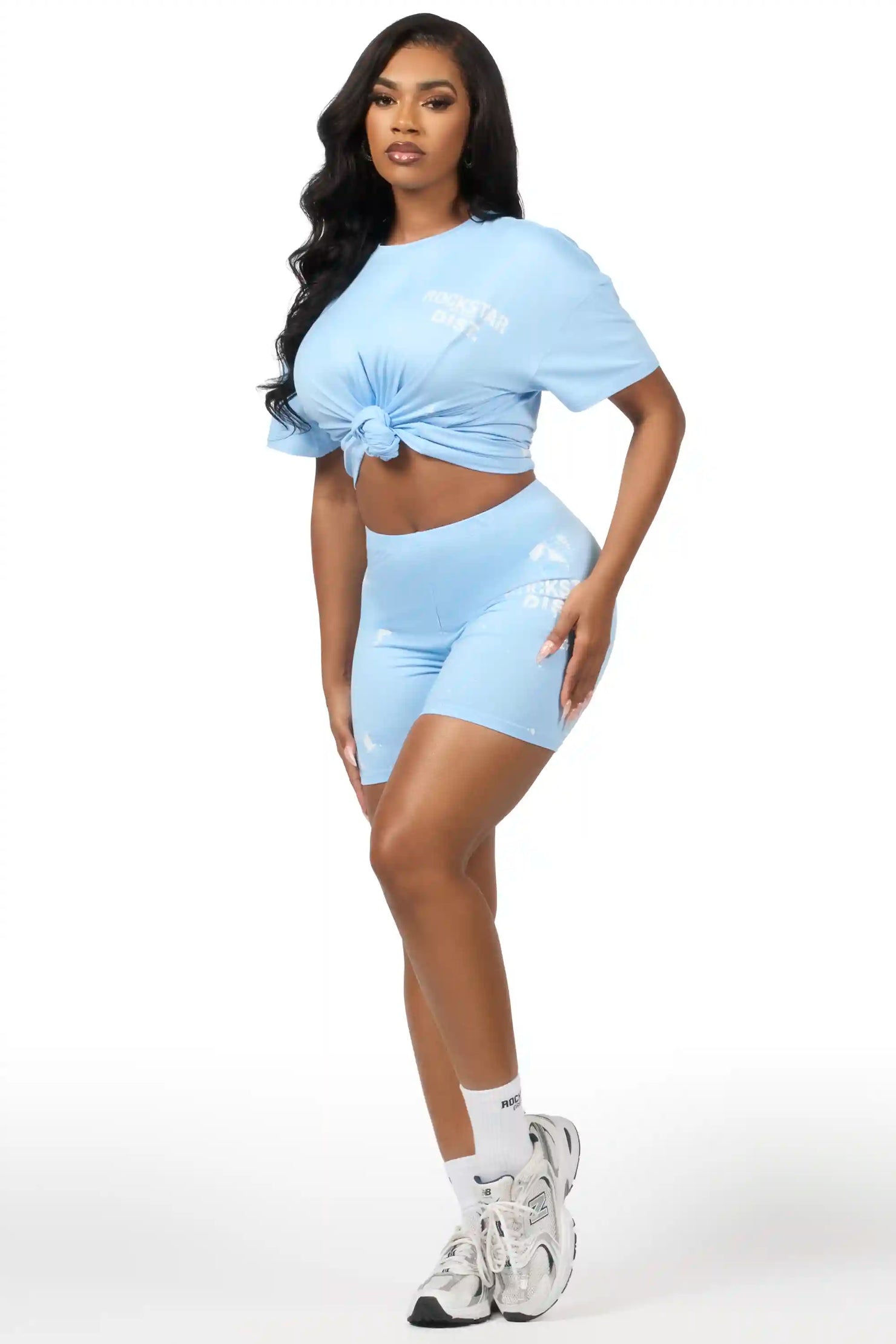 Living For It Light Blue Bike Short Set