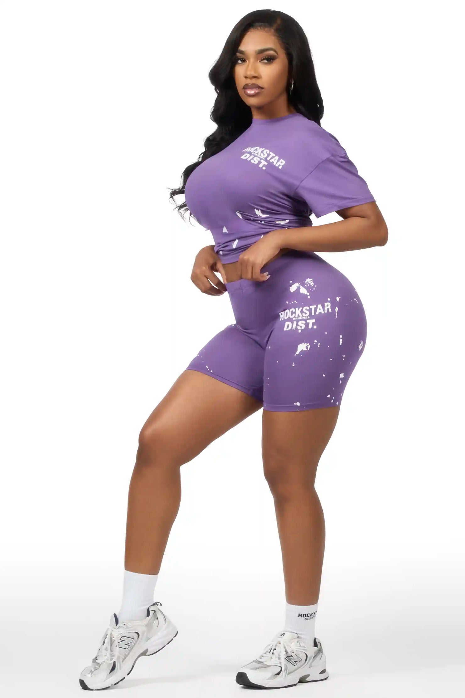 Living For It Purple Bike Short Set