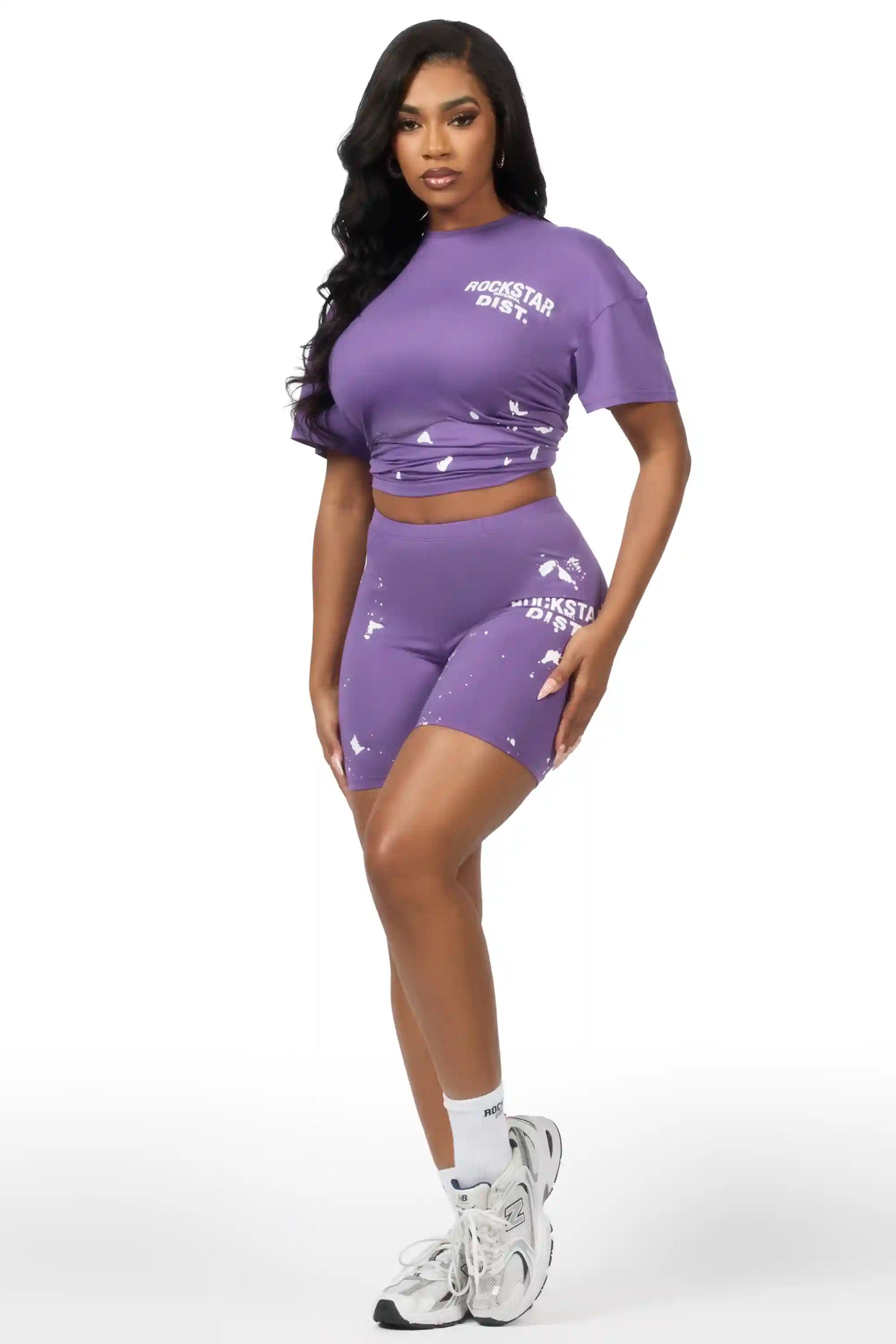 Living For It Purple Bike Short Set