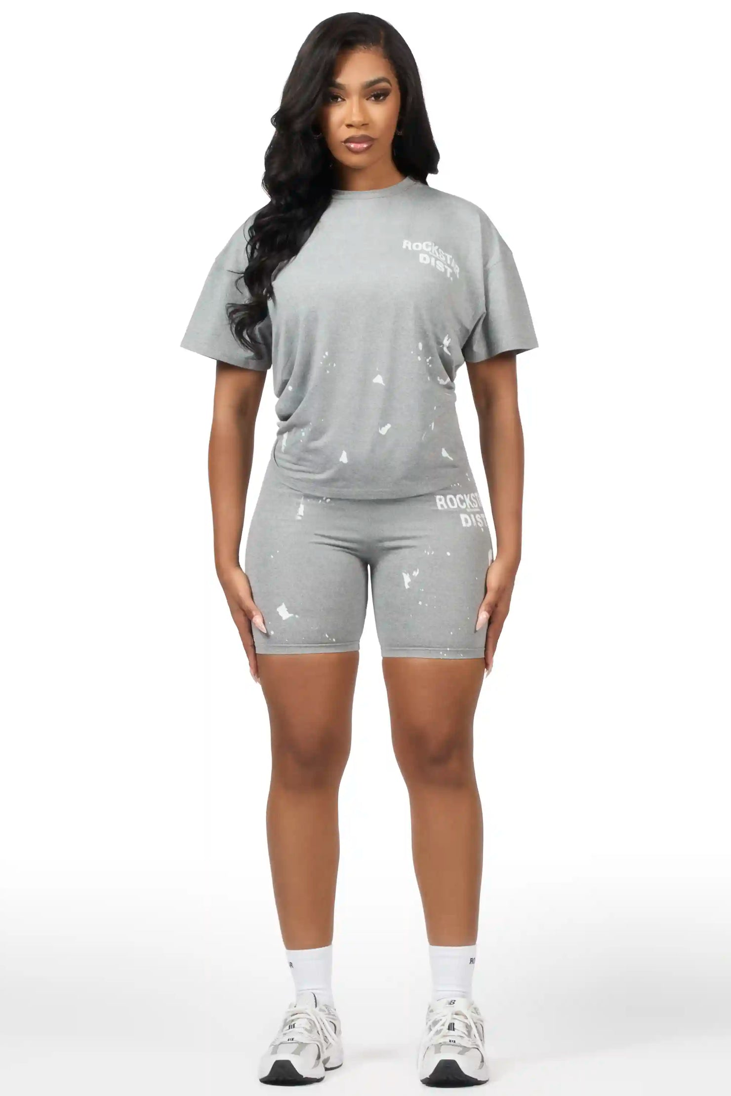 Living For It Heather Grey Bike Short Set