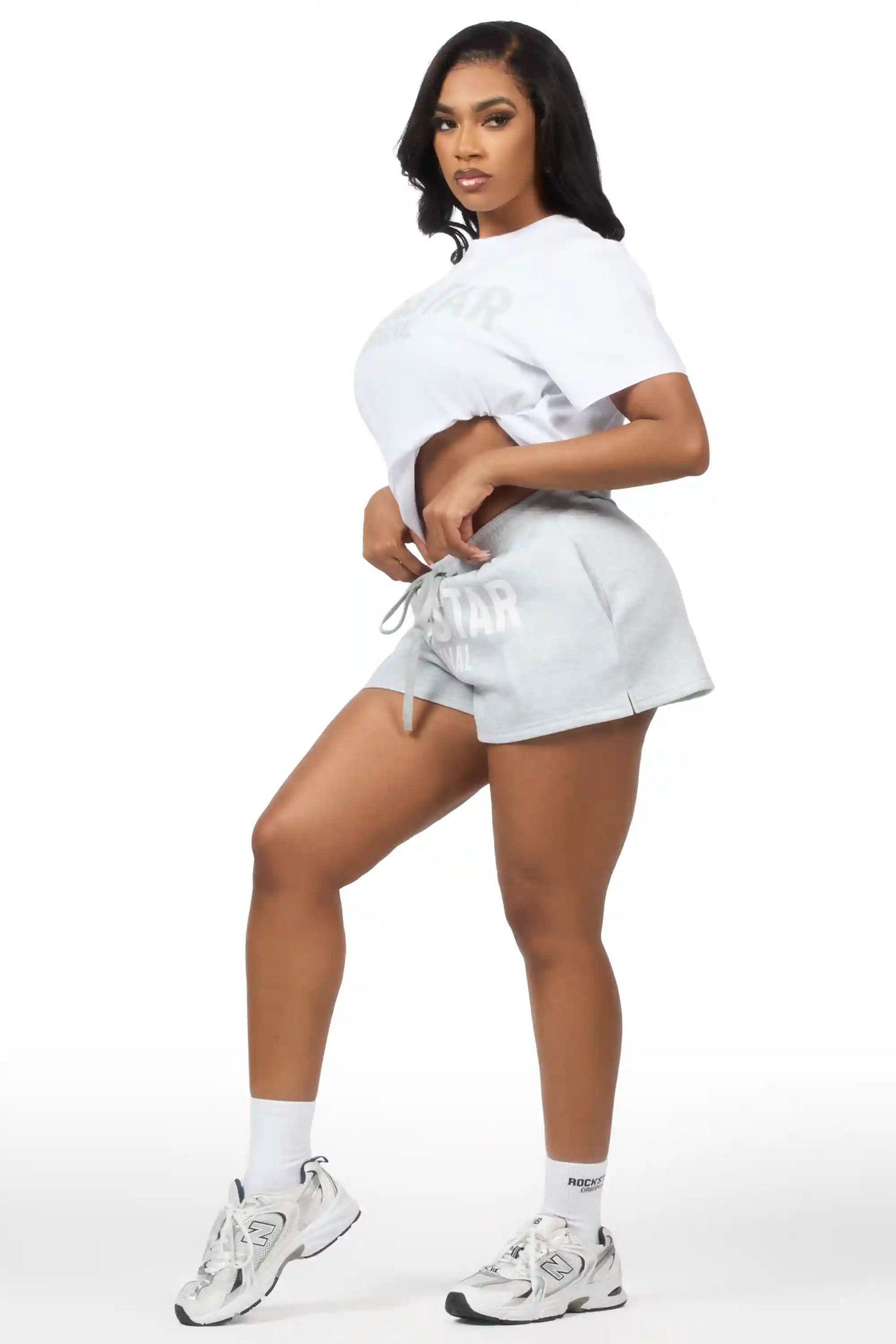 Sabrina White/Grey T-Shirt Short Set