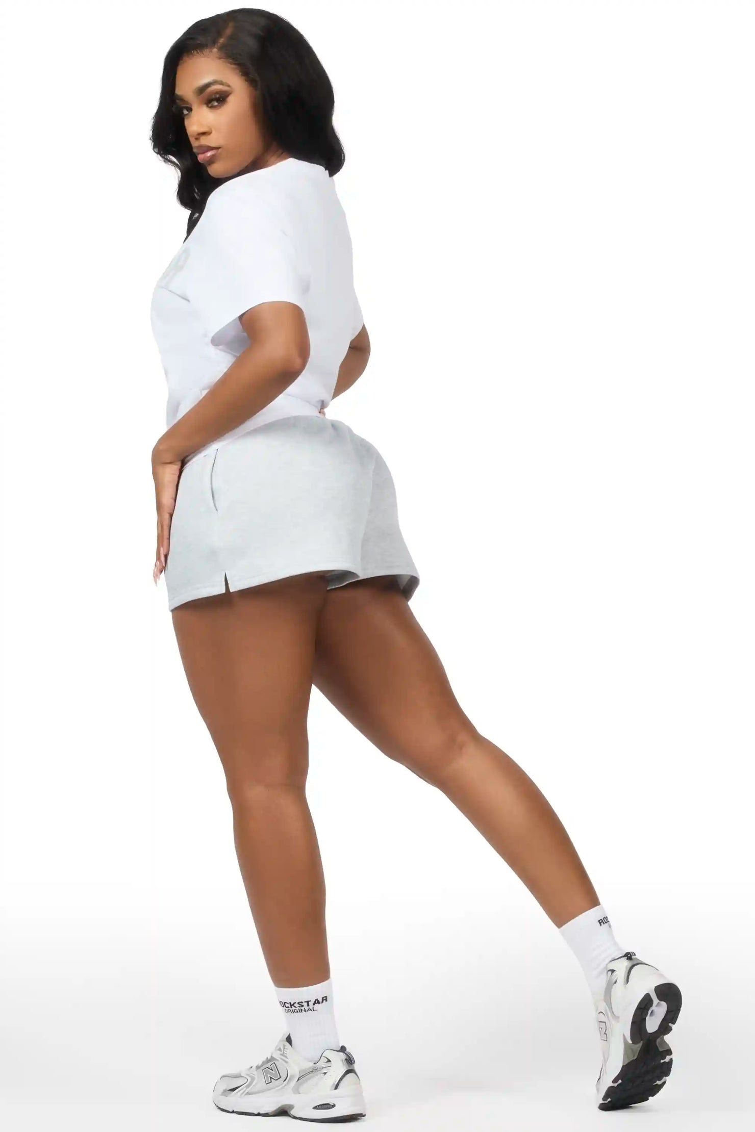 Sabrina White/Grey T-Shirt Short Set