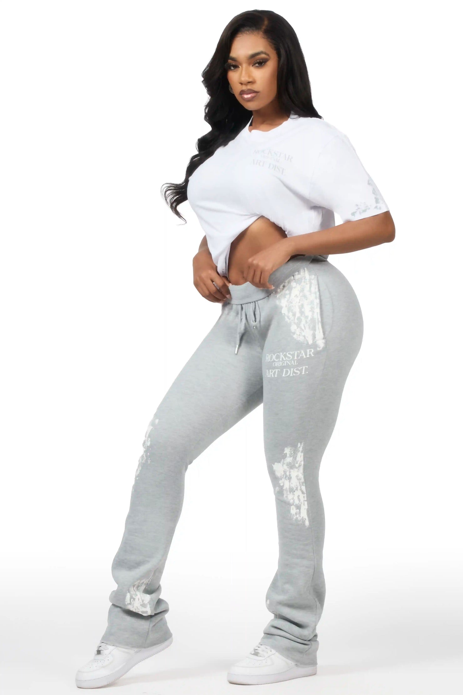 Filipa White/Heather Grey T-Shirt Track Set