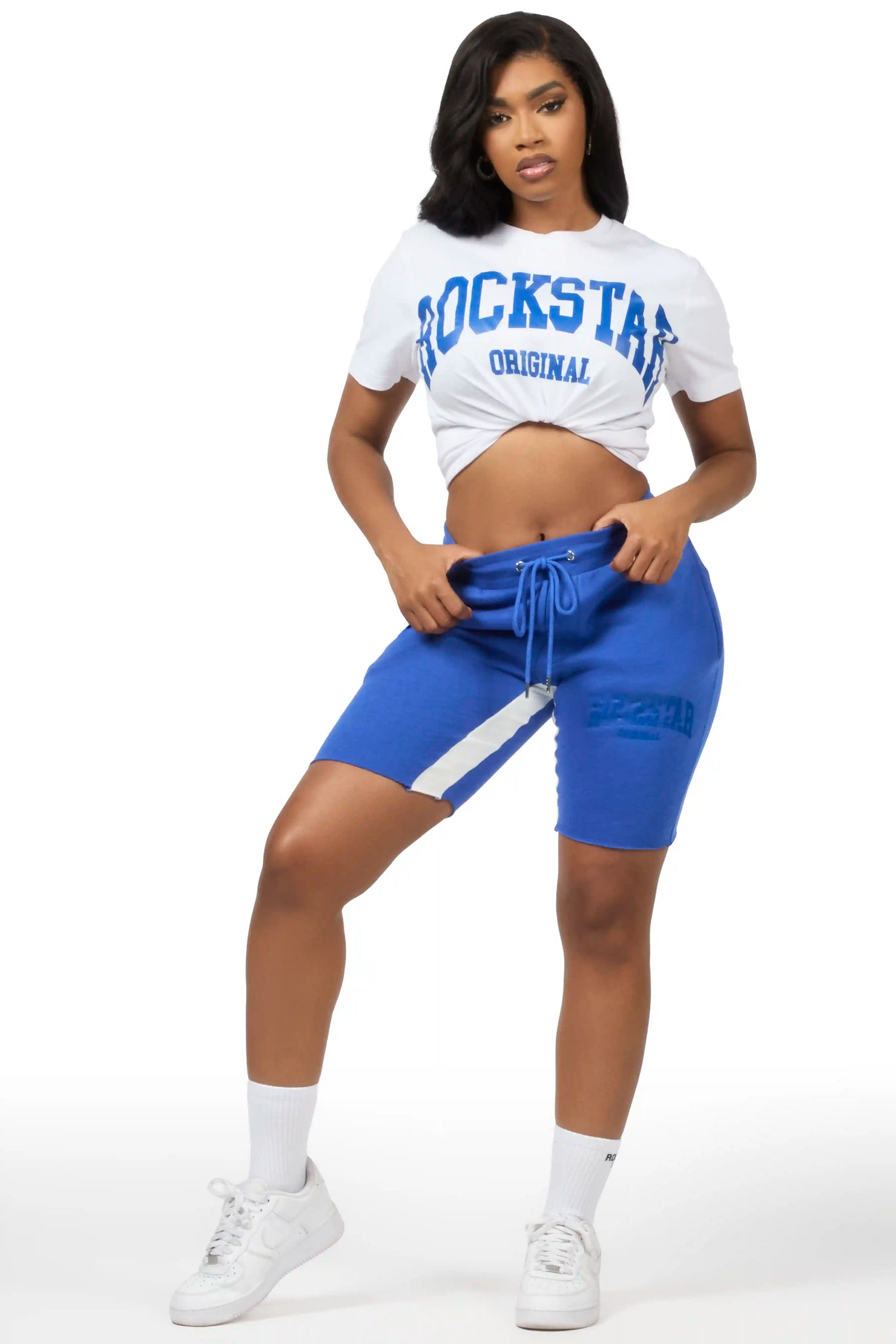 Jermirria White/Royal Blue T-Shirt Short Set