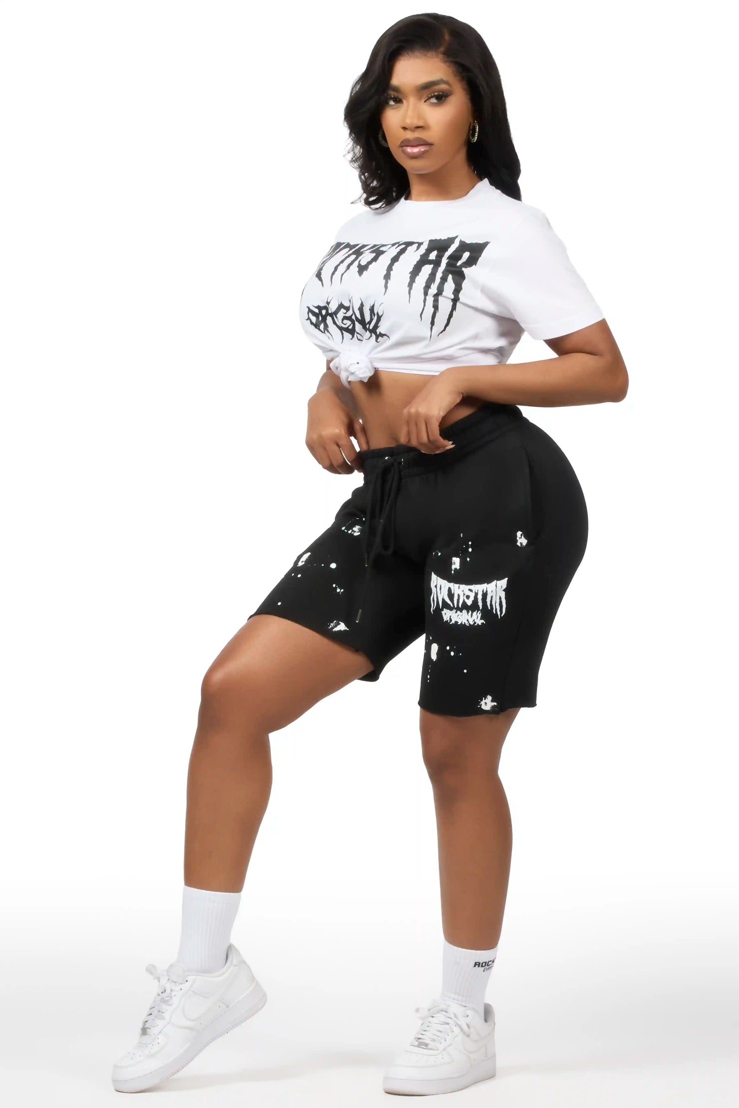 Dayasia White/Black T-Shirt Short Set