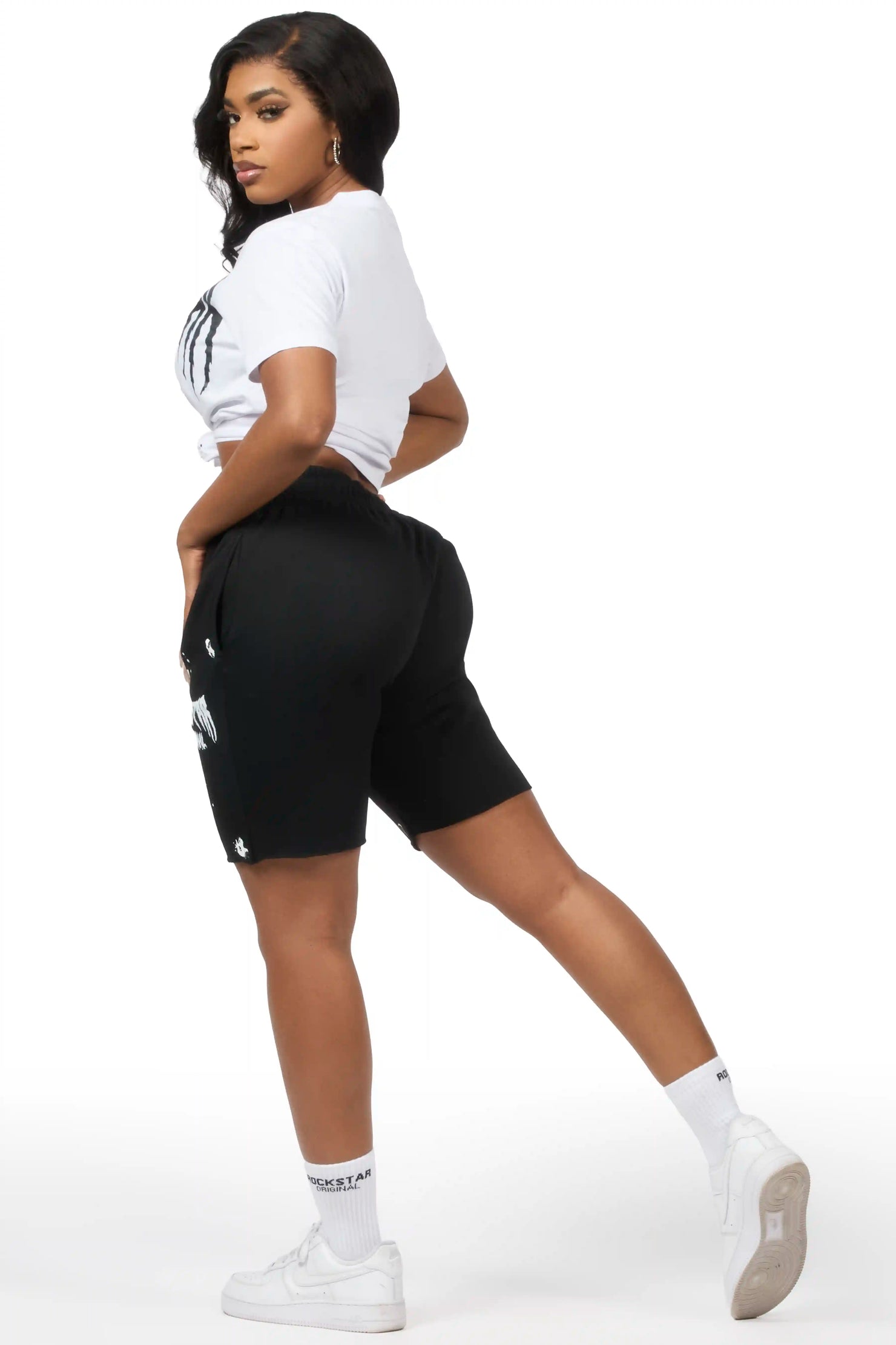 Dayasia White/Black T-Shirt Short Set