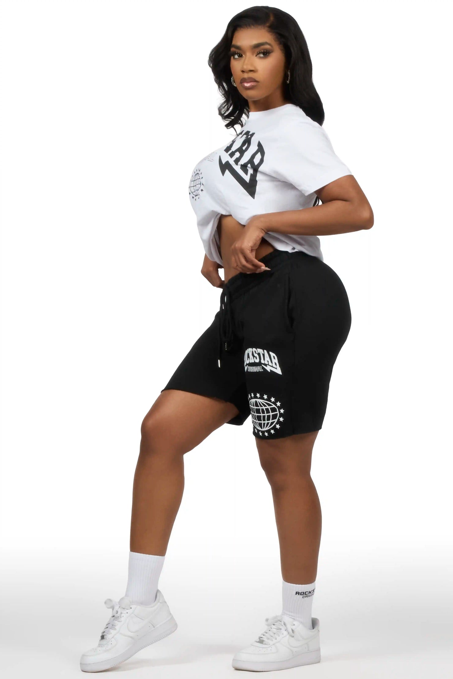 Shymeria White/Black T-Shirt Short Set