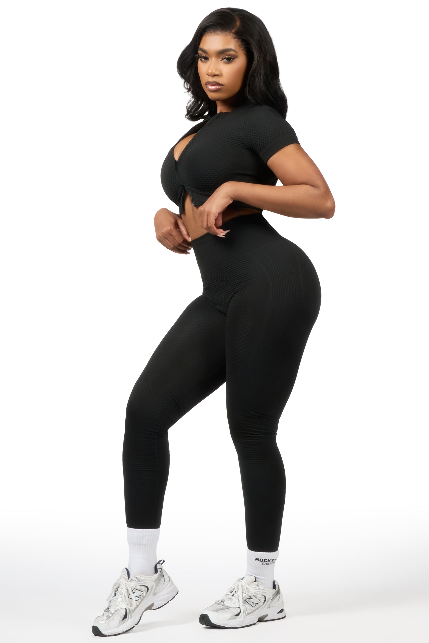 Deizhanna Black Zip Up Active Legging Set