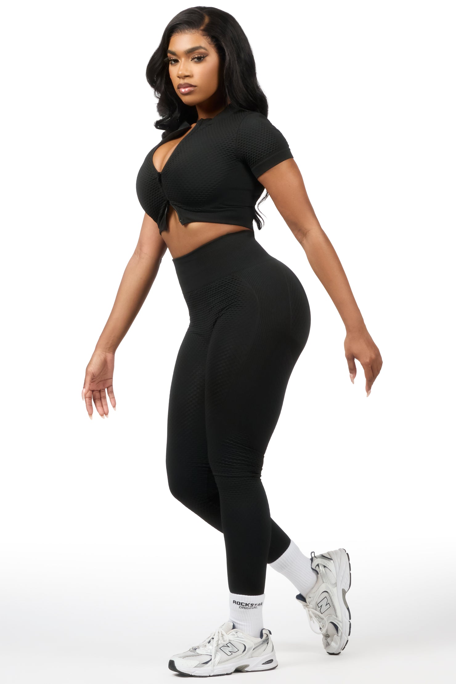 Deizhanna Black Zip Up Active Legging Set