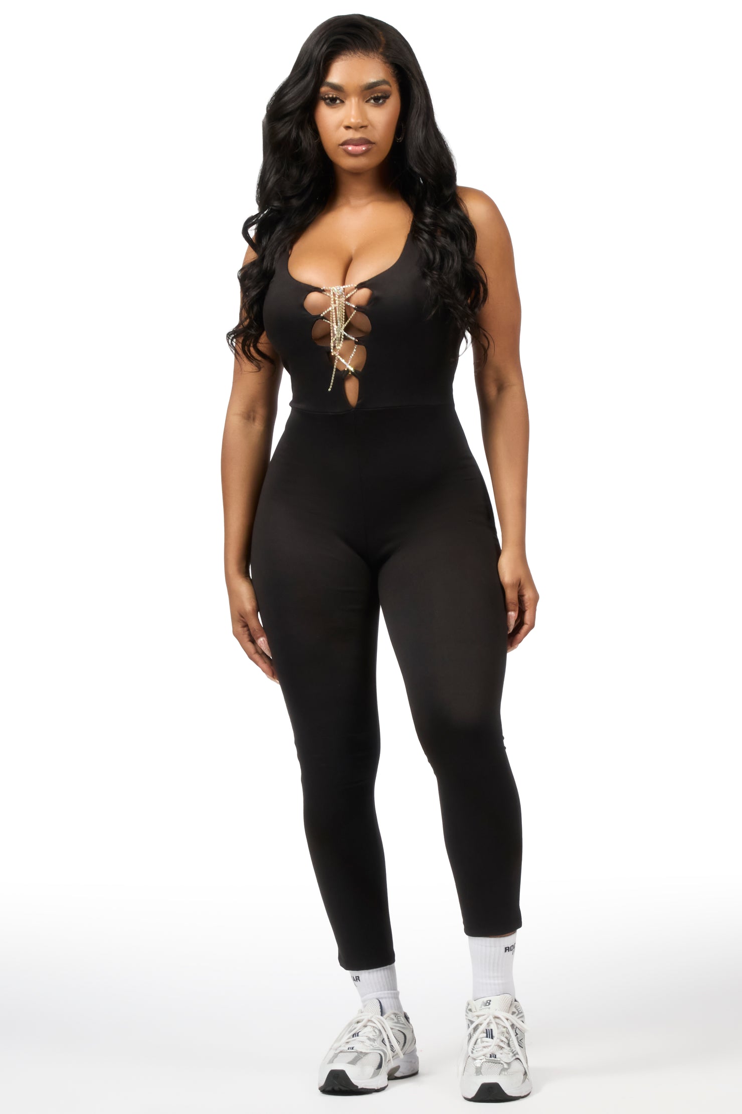Jahiema Black Rhinestone Jumpsuit