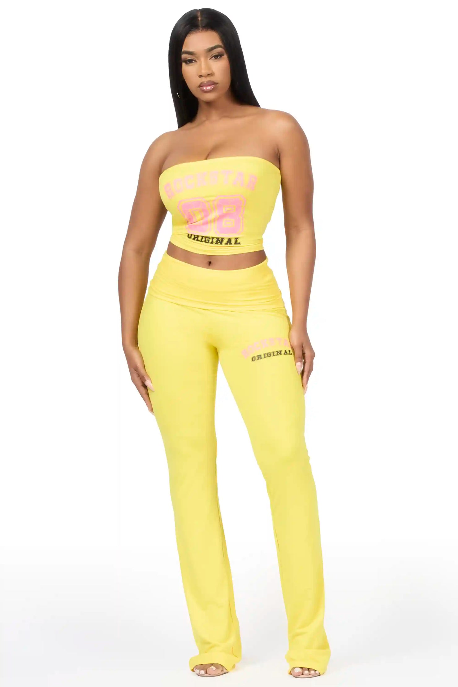 Lareshe Yellow Tube Foldover Pant Set