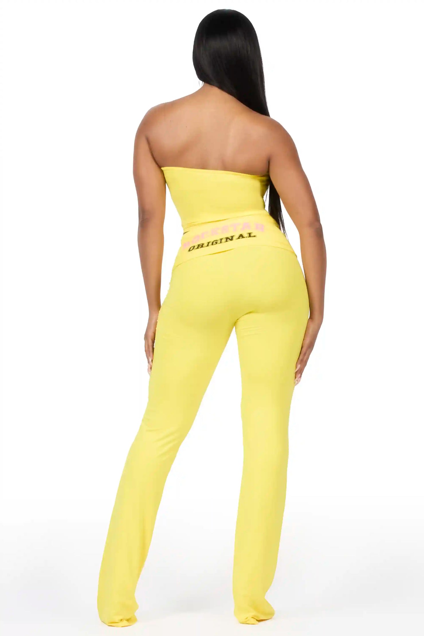 Lareshe Yellow Tube Foldover Pant Set
