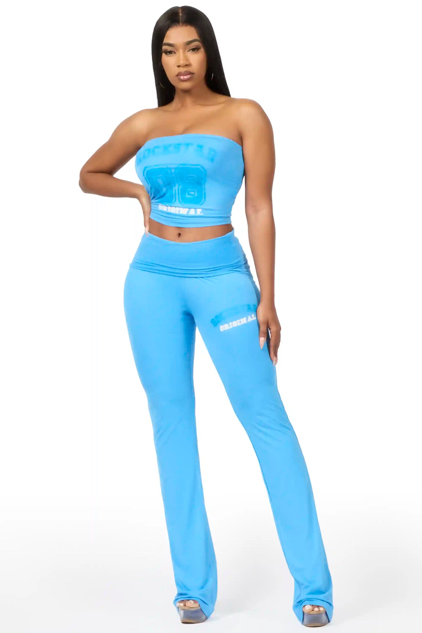 Lareshe Blue Tube Foldover Pant Set