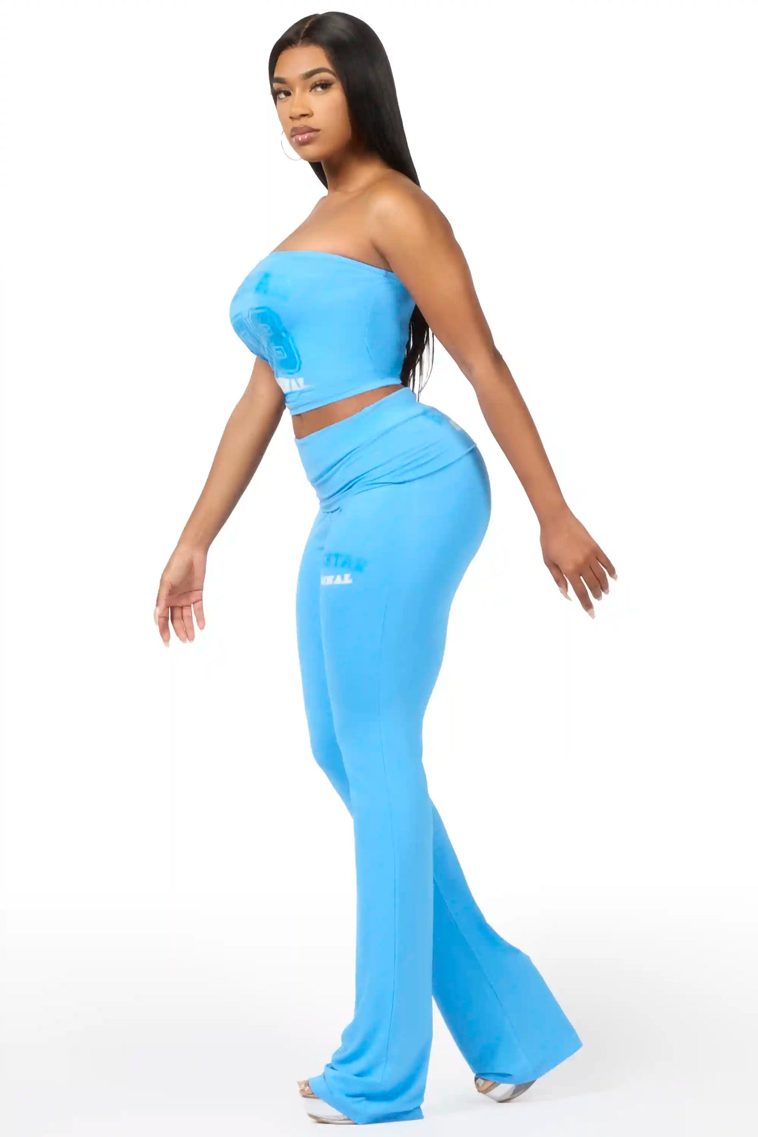 Lareshe Blue Tube Foldover Pant Set