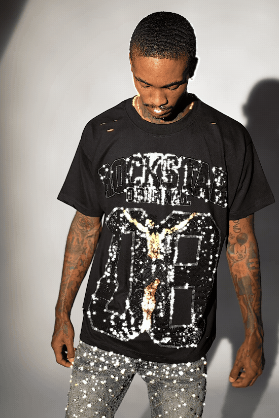 Field 2.0 Black/Grey Graphic Rhinestone T-Shirt