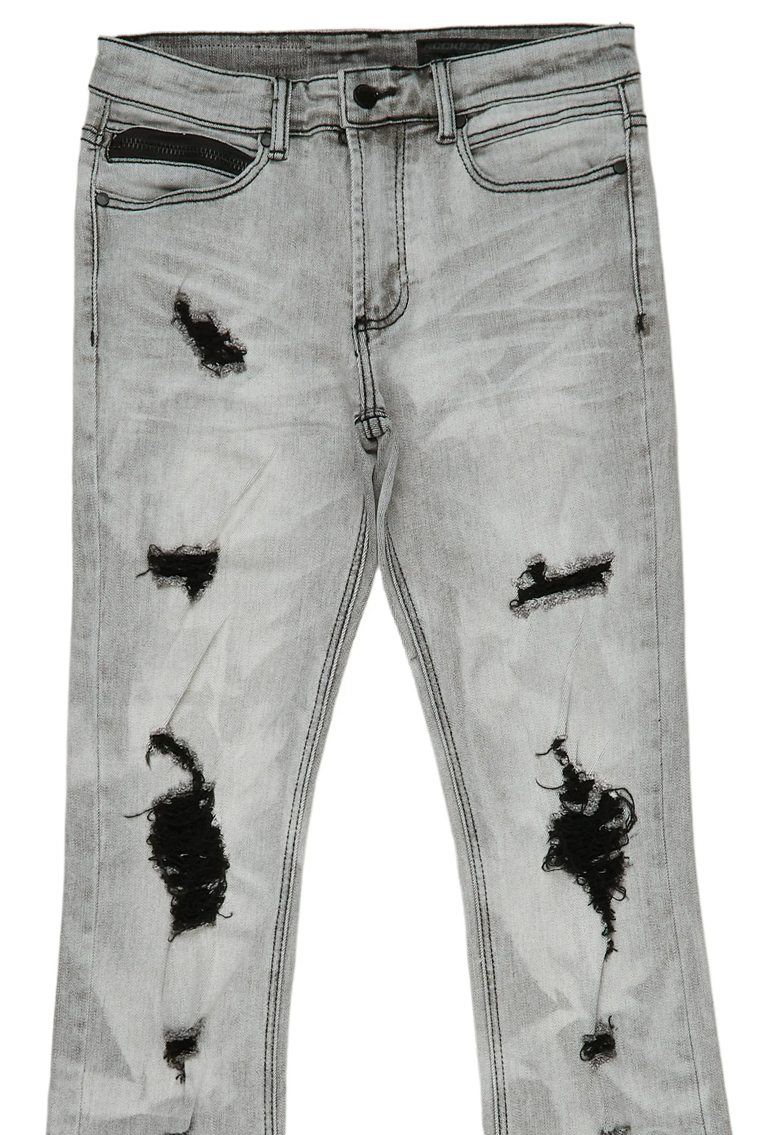 Florence Light Grey Stacked Flare Jean