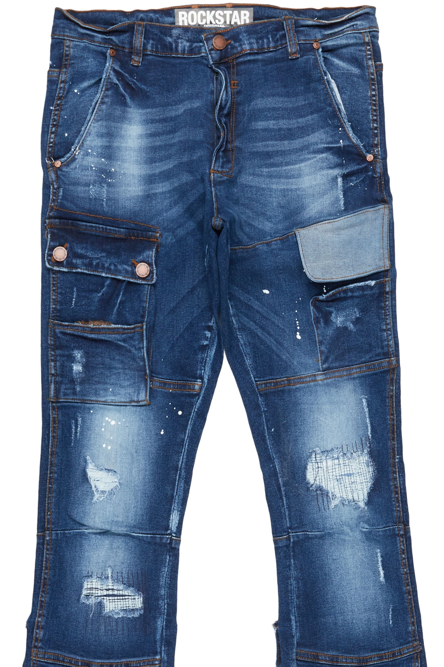Gannon Dark Blue Stacked Flare Jean