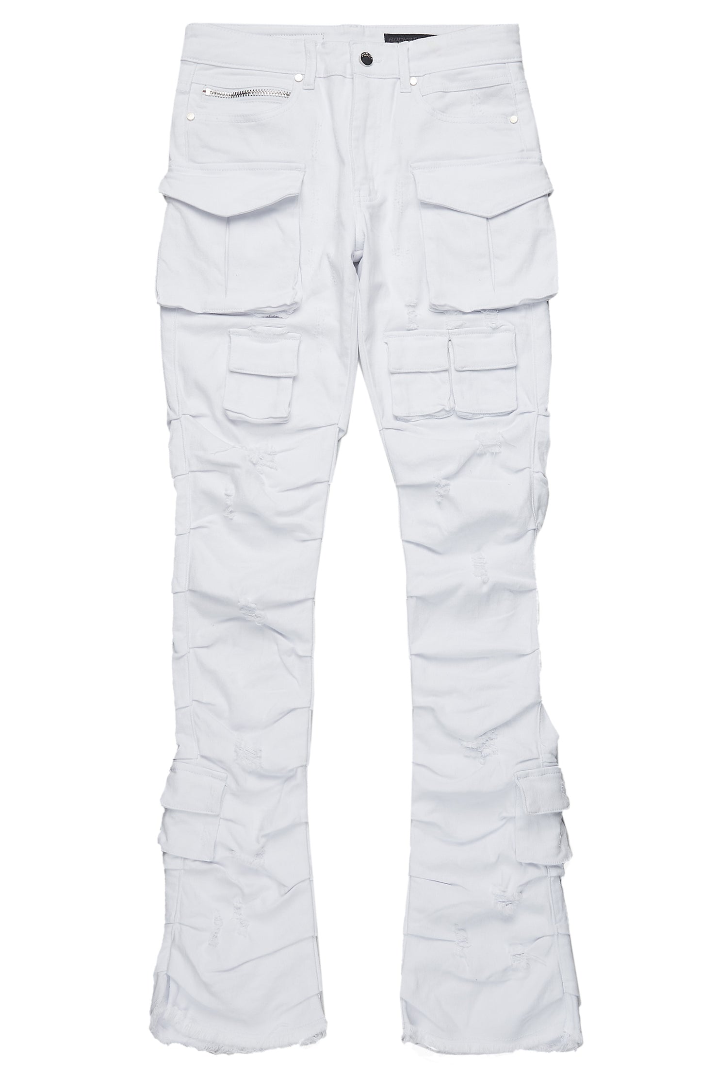 Gentry White Stacked Flare Jean