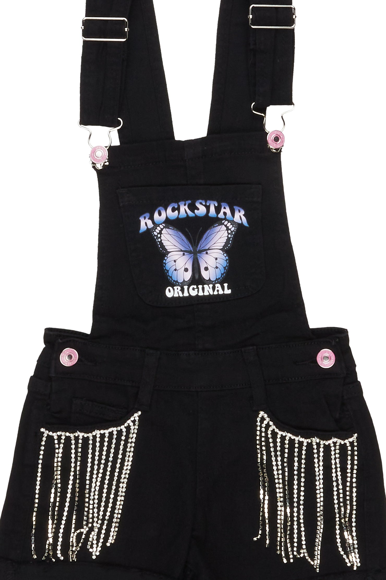 Girls Danielle Black Studded Overall